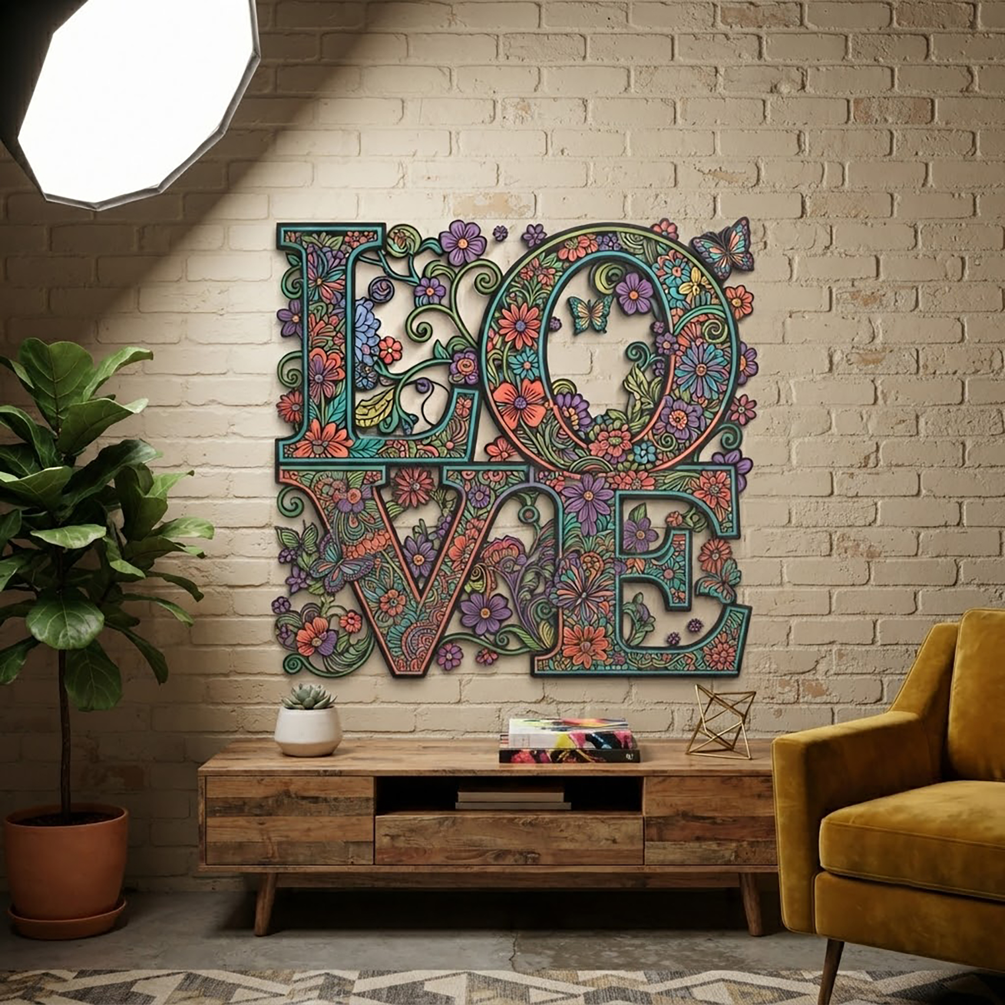 LOVE Floral Metal Wall Art - product view 2