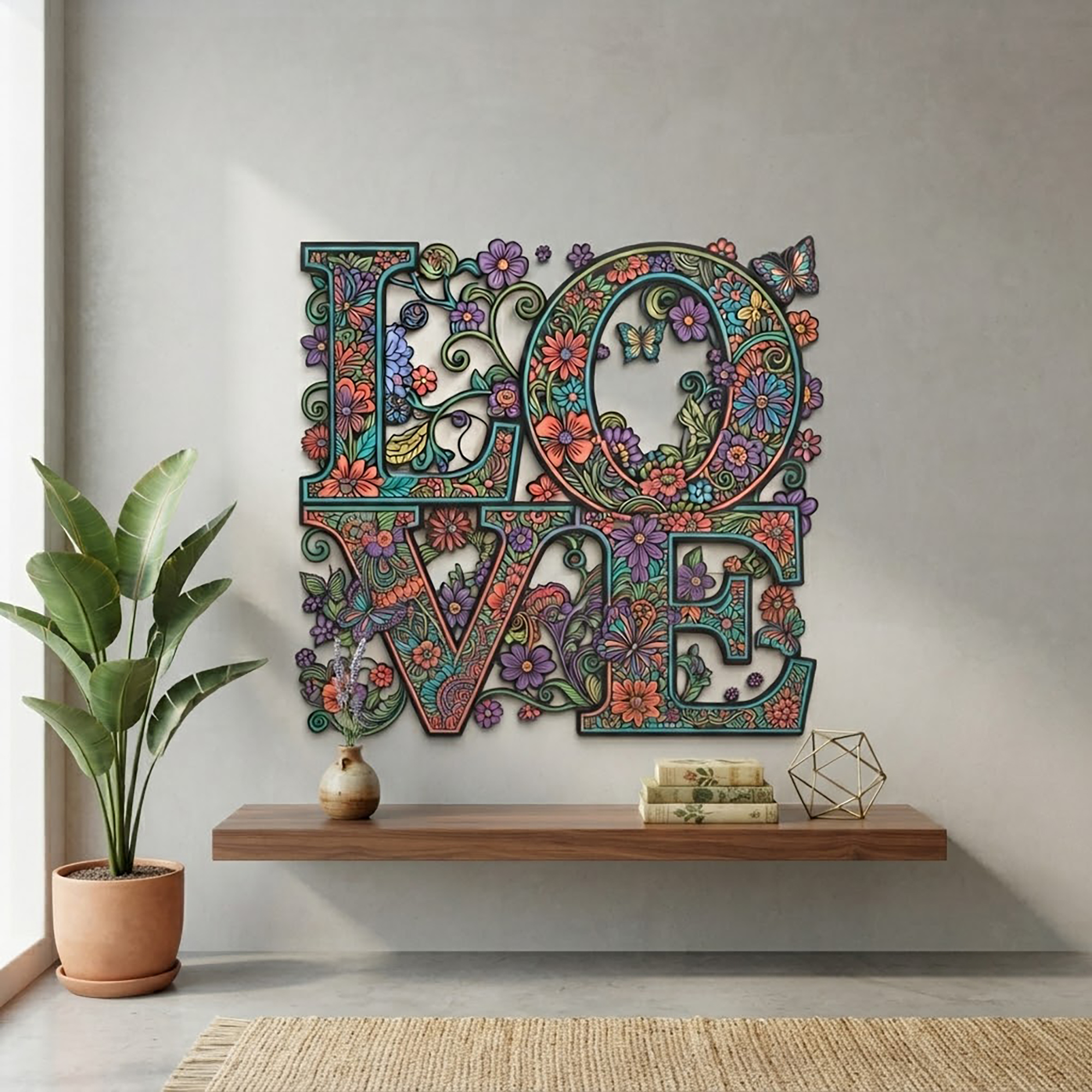 LOVE Floral Metal Wall Art - product view 3