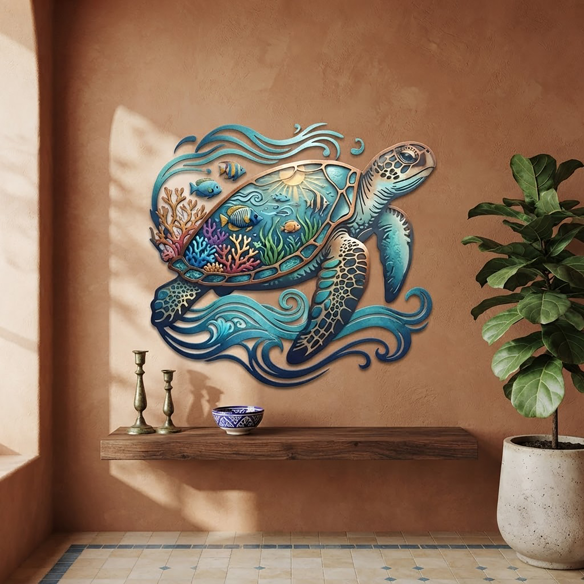 Sea Turtle Metal Wall Art - product view 2
