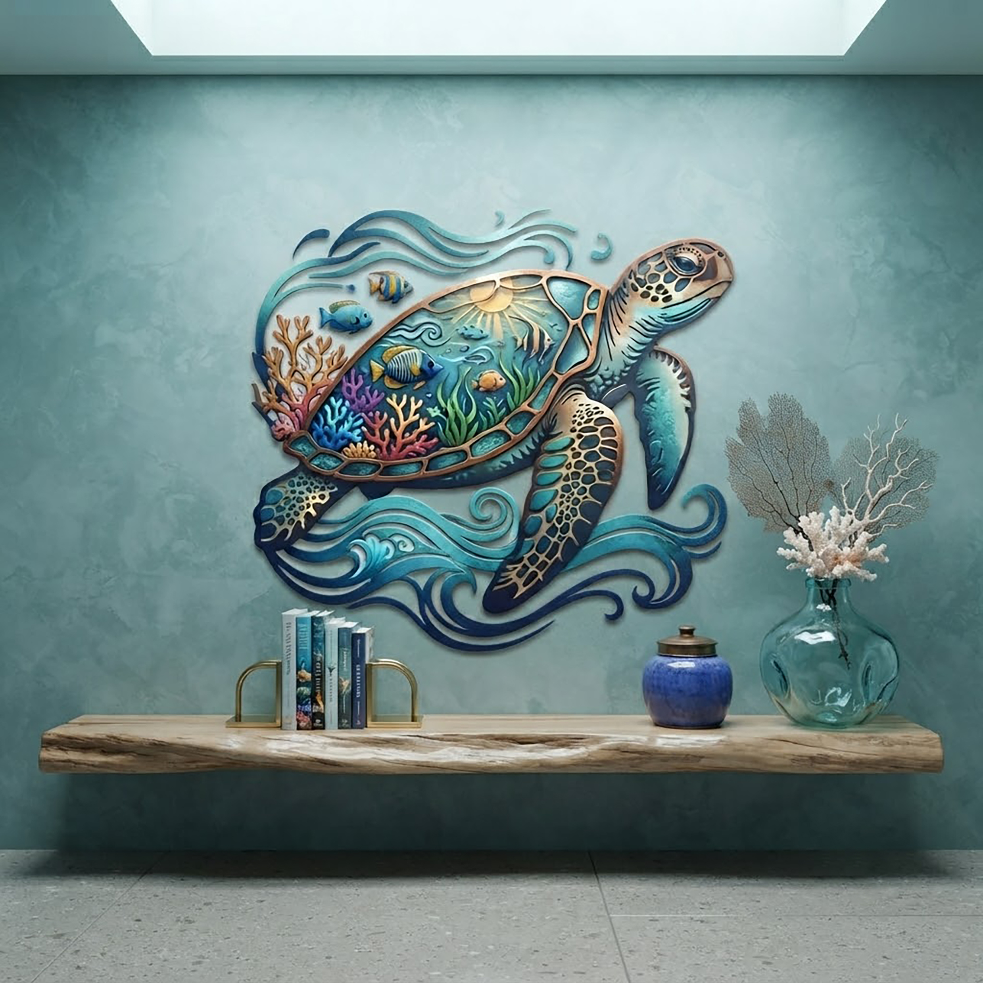 Sea Turtle Metal Wall Art - product view 3