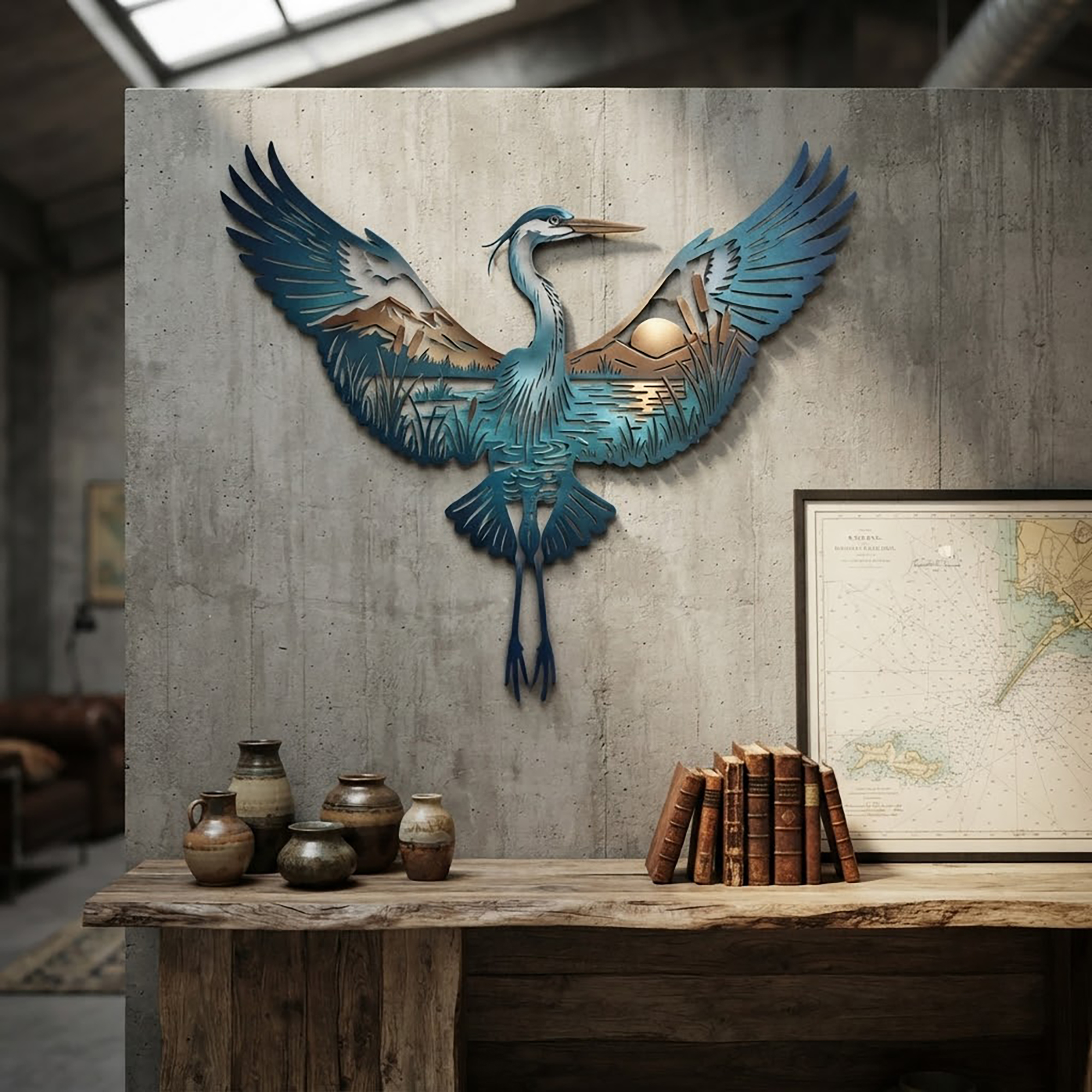 Great Blue Heron Metal Wall Art - product view 2