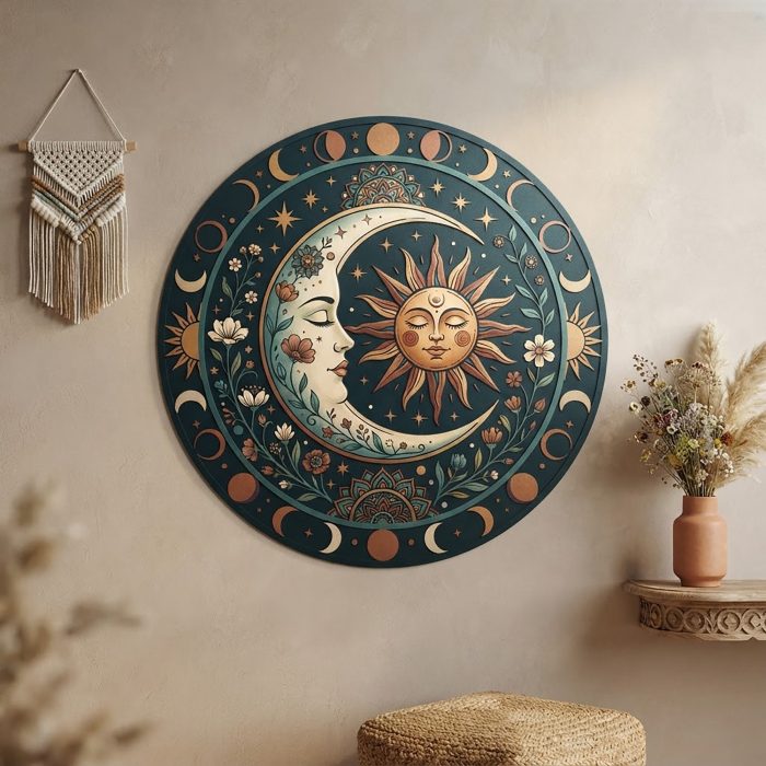 Celestial Sun Moon Metal Wall Art