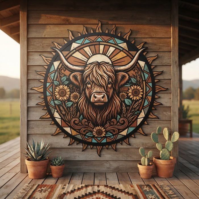 Highland Cow Metal Wall Art