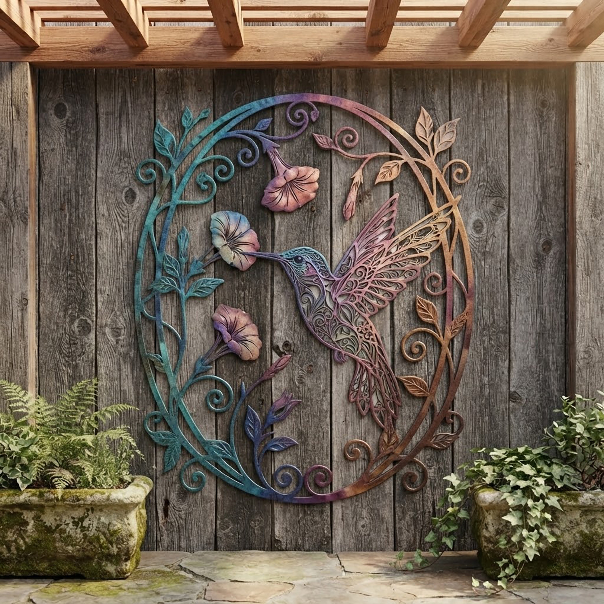 Hummingbird Metal Wall Art - product view 2