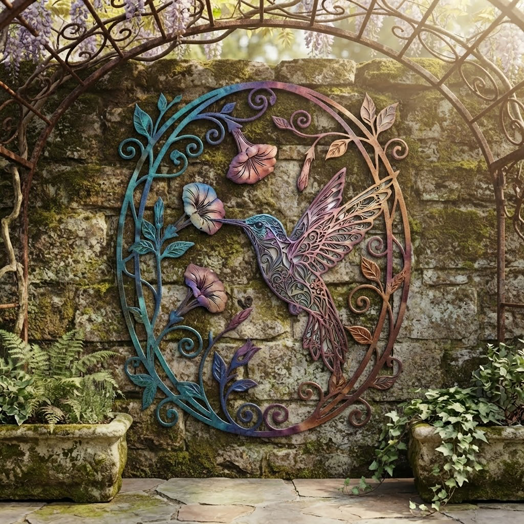 Hummingbird Metal Wall Art - product view 3