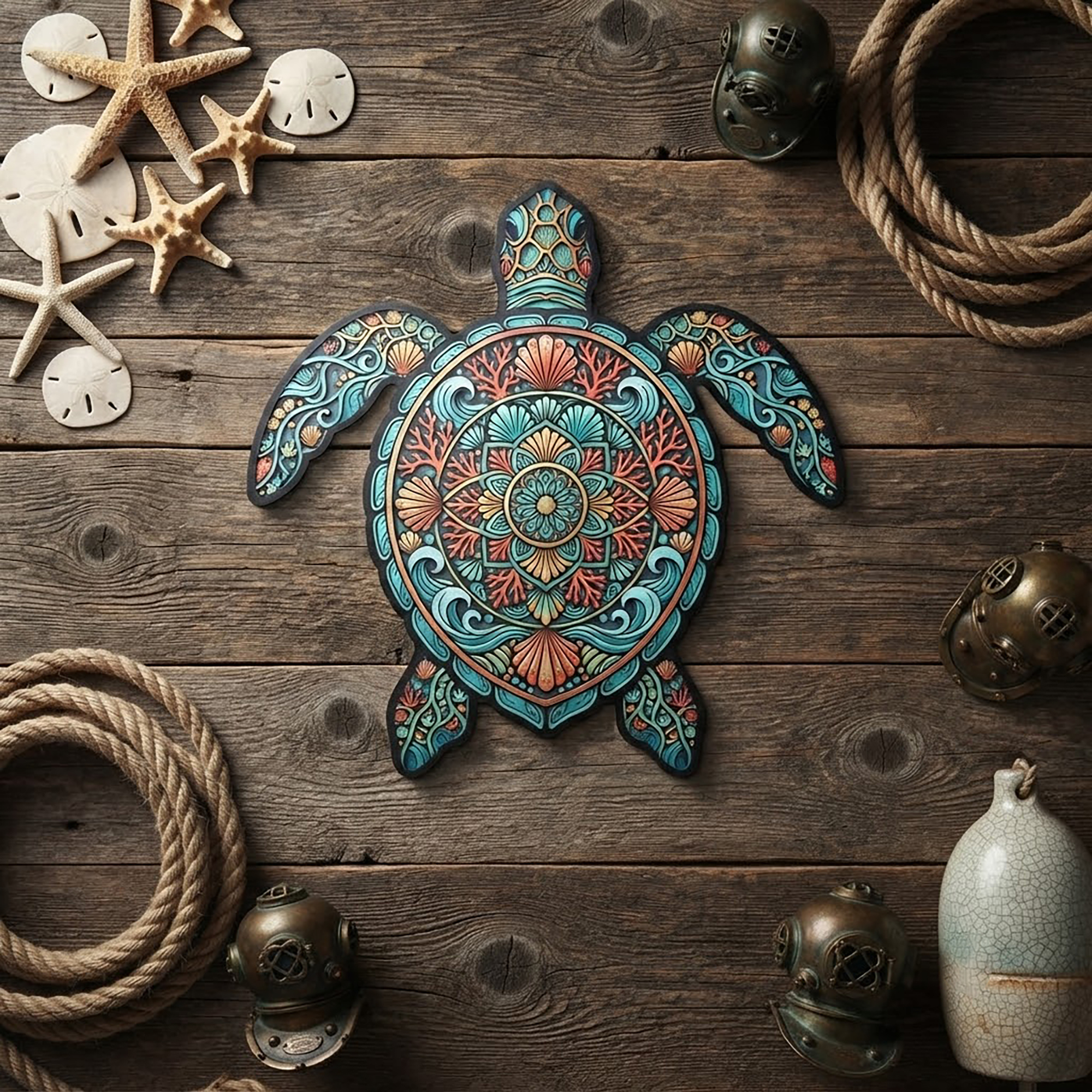 Sea Turtle Metal Wall Art - product view 2