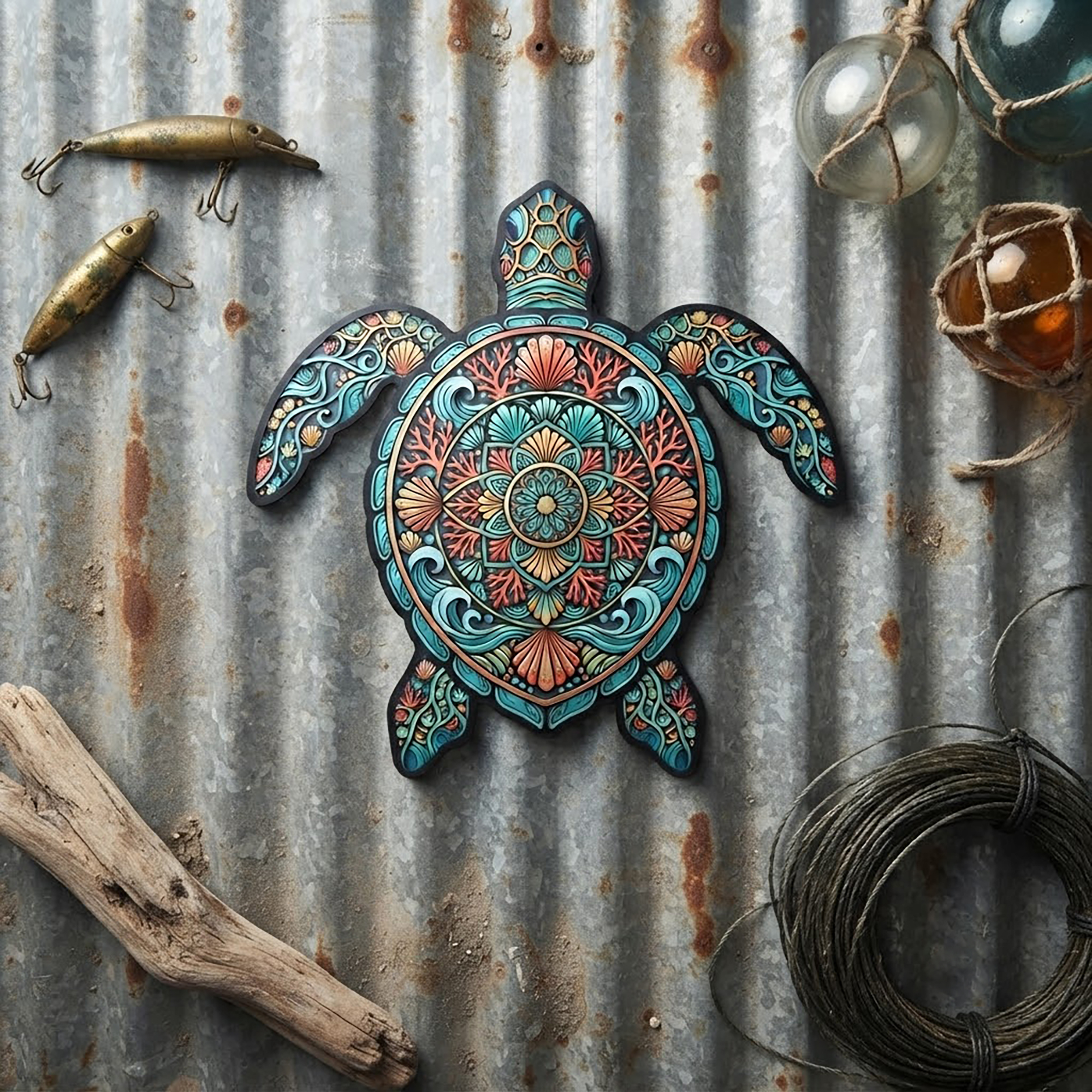 Sea Turtle Metal Wall Art - product view 3
