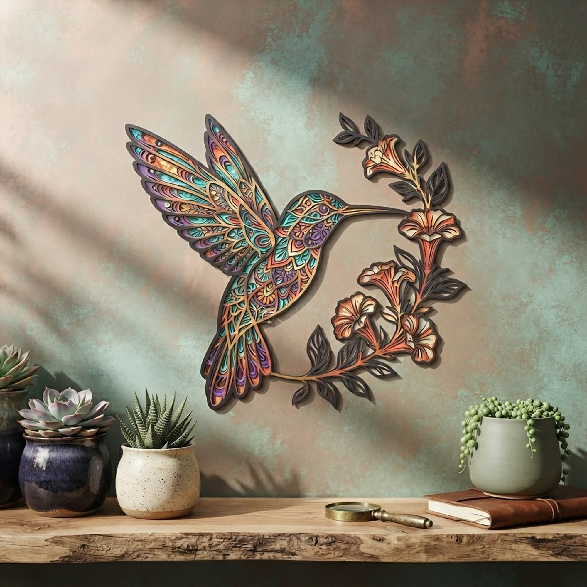 Hummingbird Metal Wall Art - product view 2
