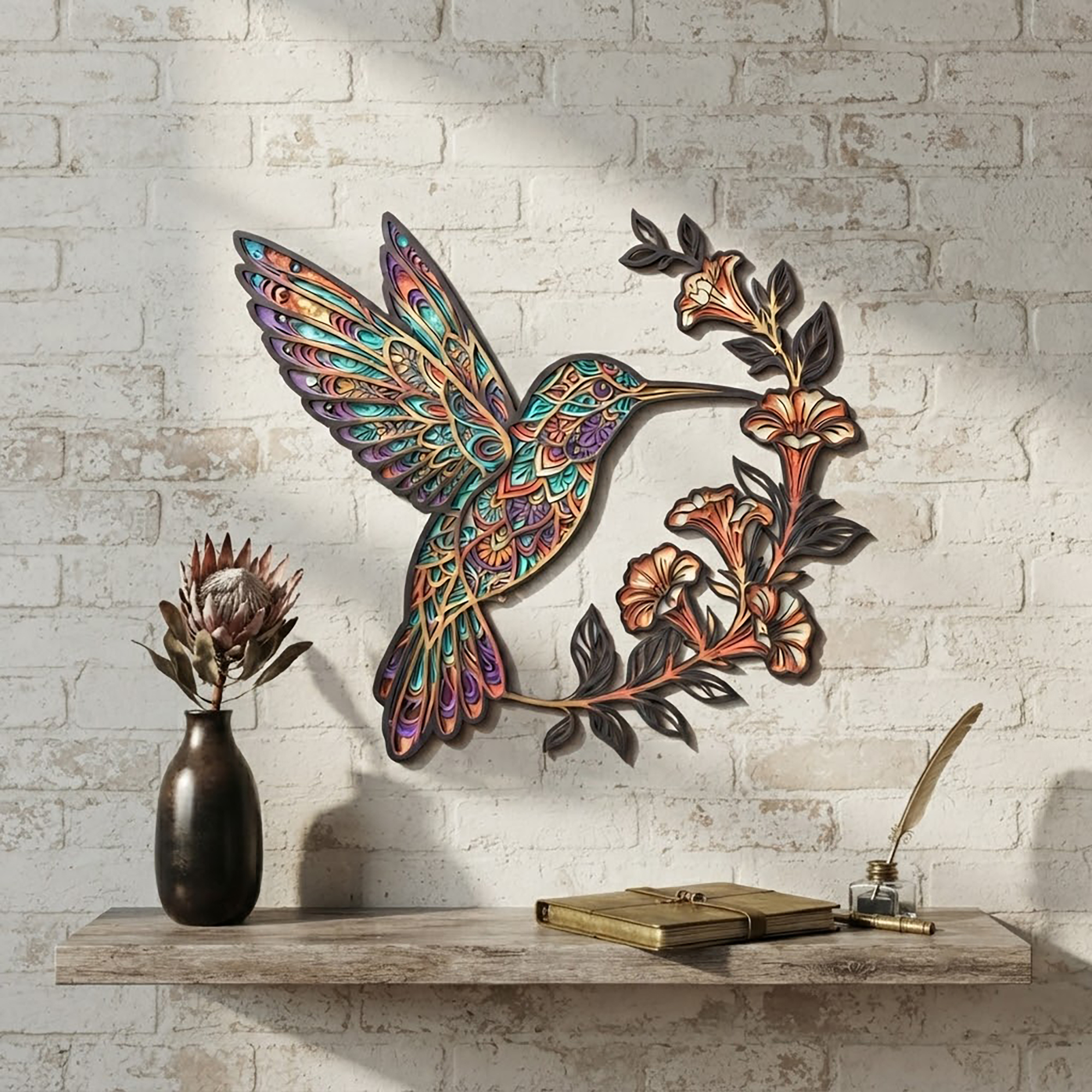 Hummingbird Metal Wall Art - product view 3