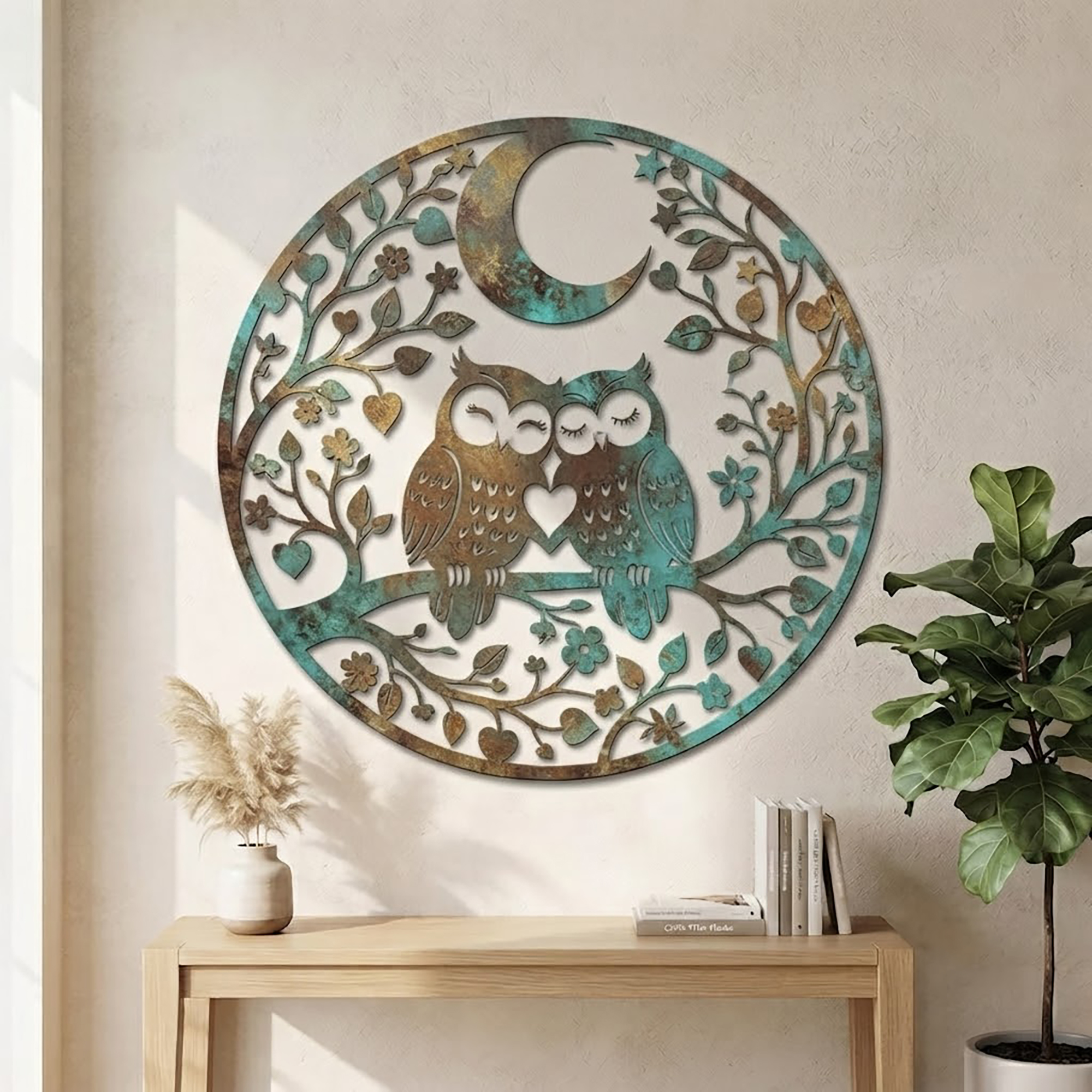 Owl Couple Metal Wall Art