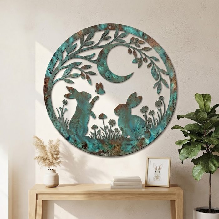 Bunny Family Metal Wall Art