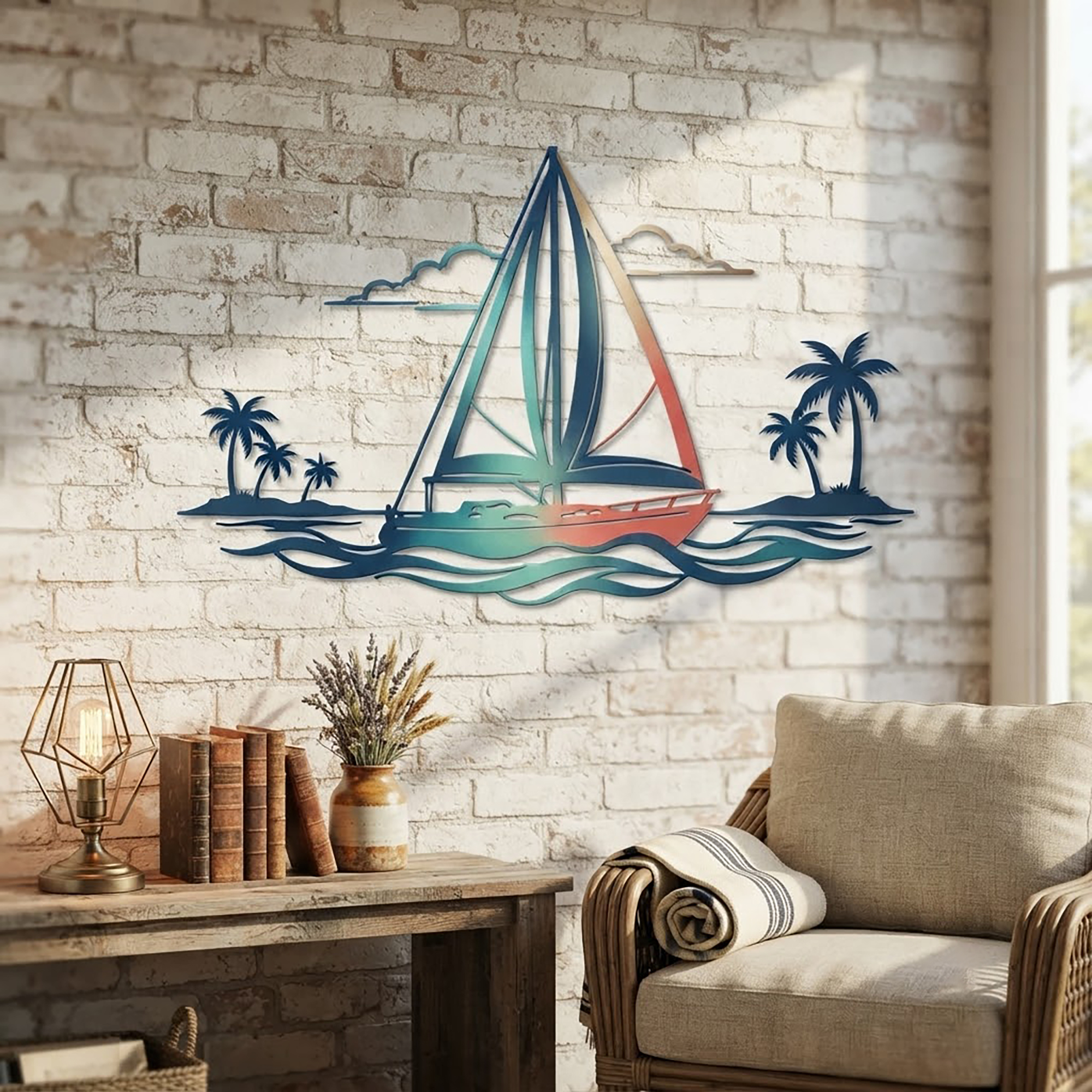 Sailboat Metal Wall Art - product view 2