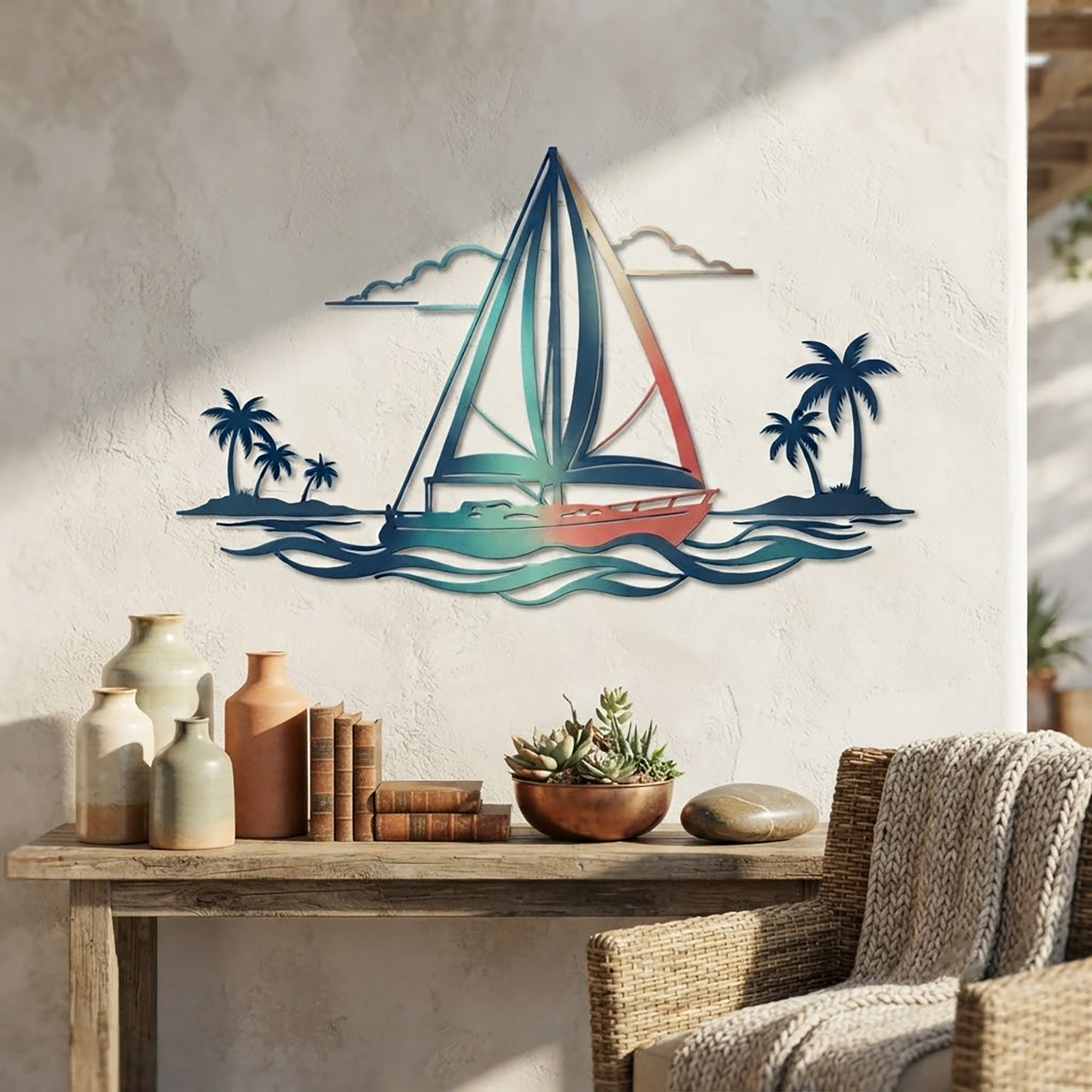 Sailboat Metal Wall Art - product view 3