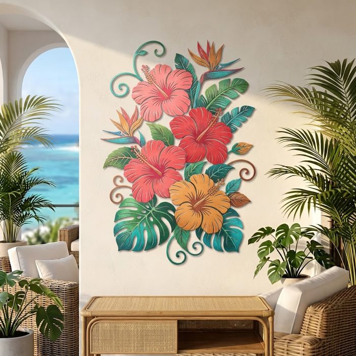 Hibiscus Metal Wall Art