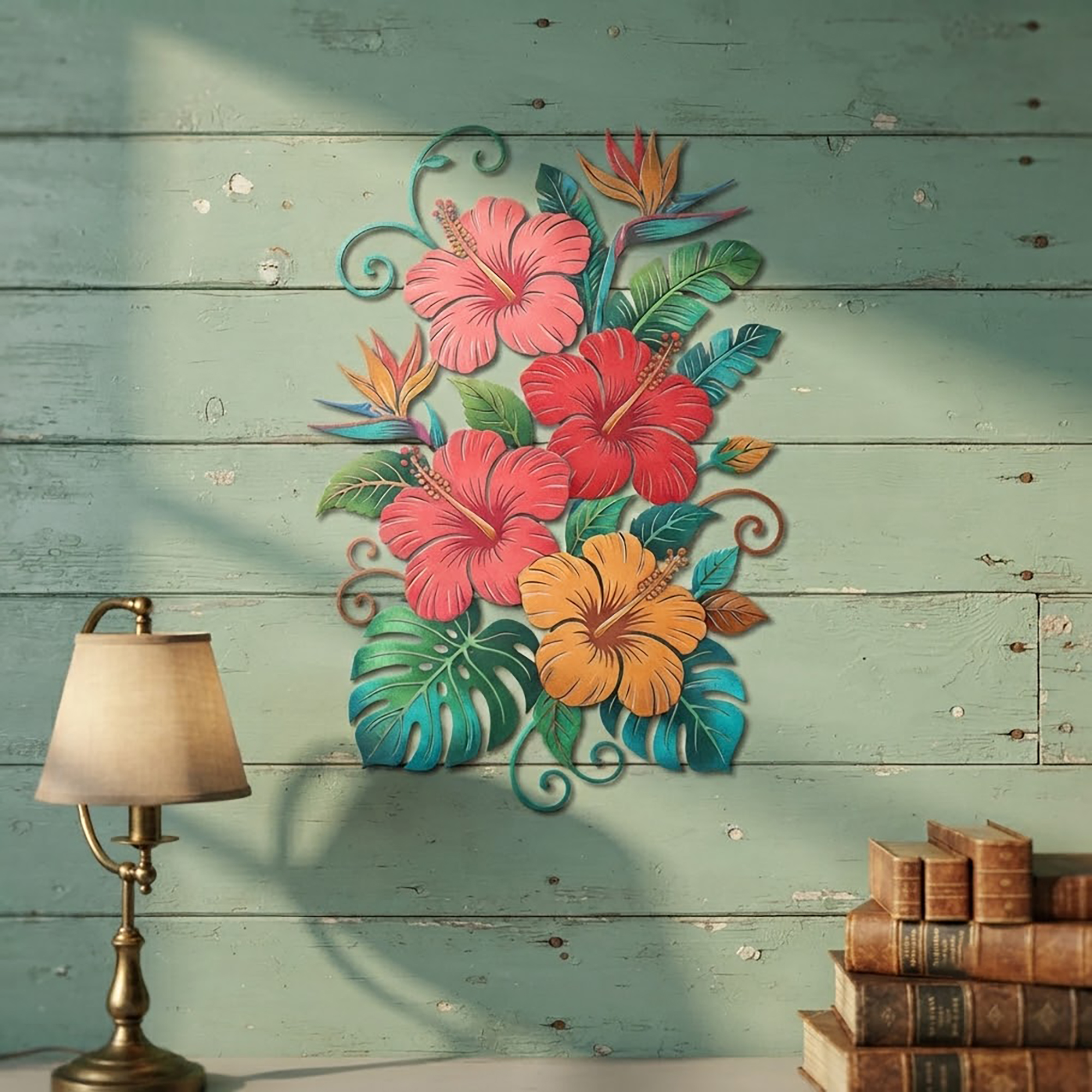 Hibiscus Metal Wall Art - product view 2
