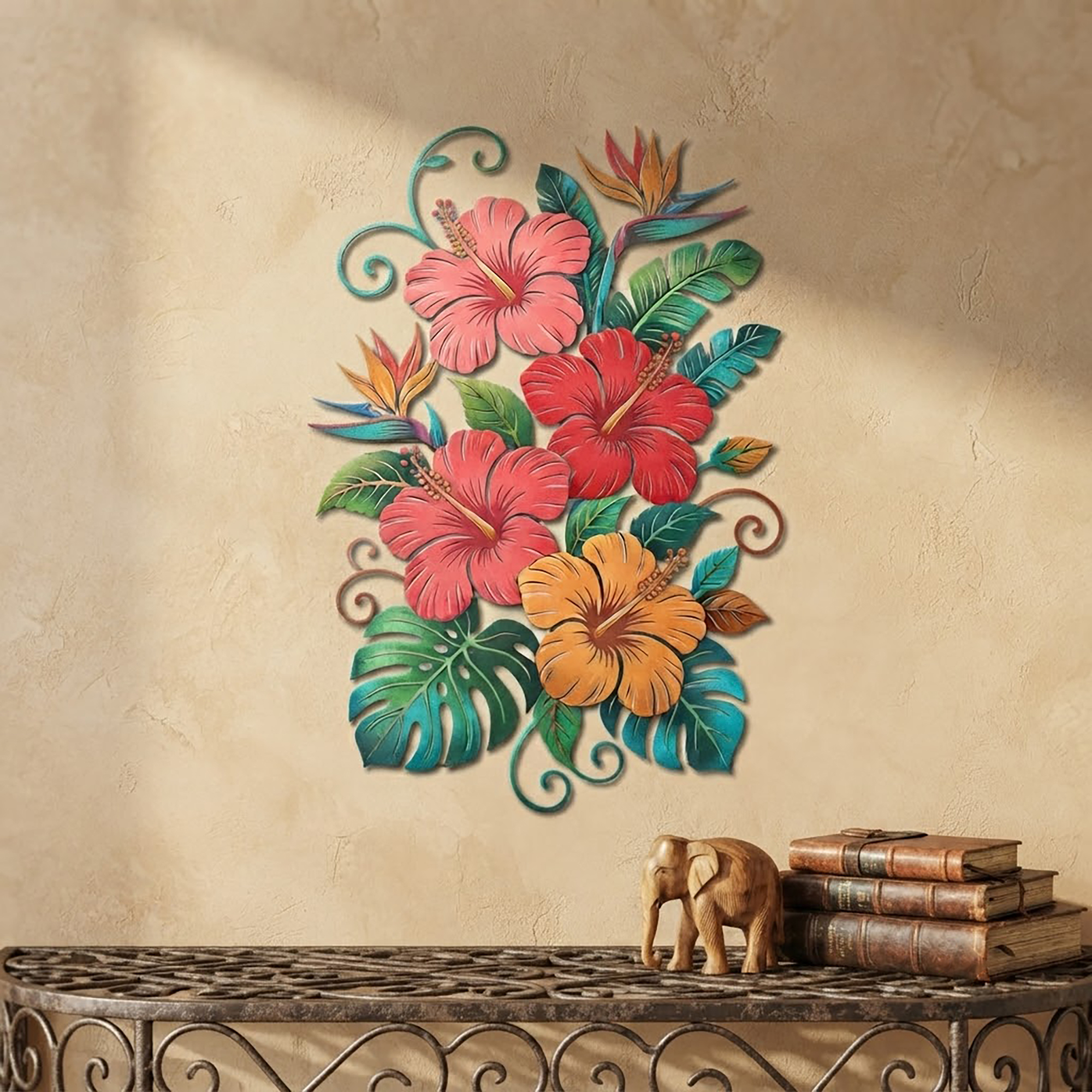 Hibiscus Metal Wall Art - product view 3