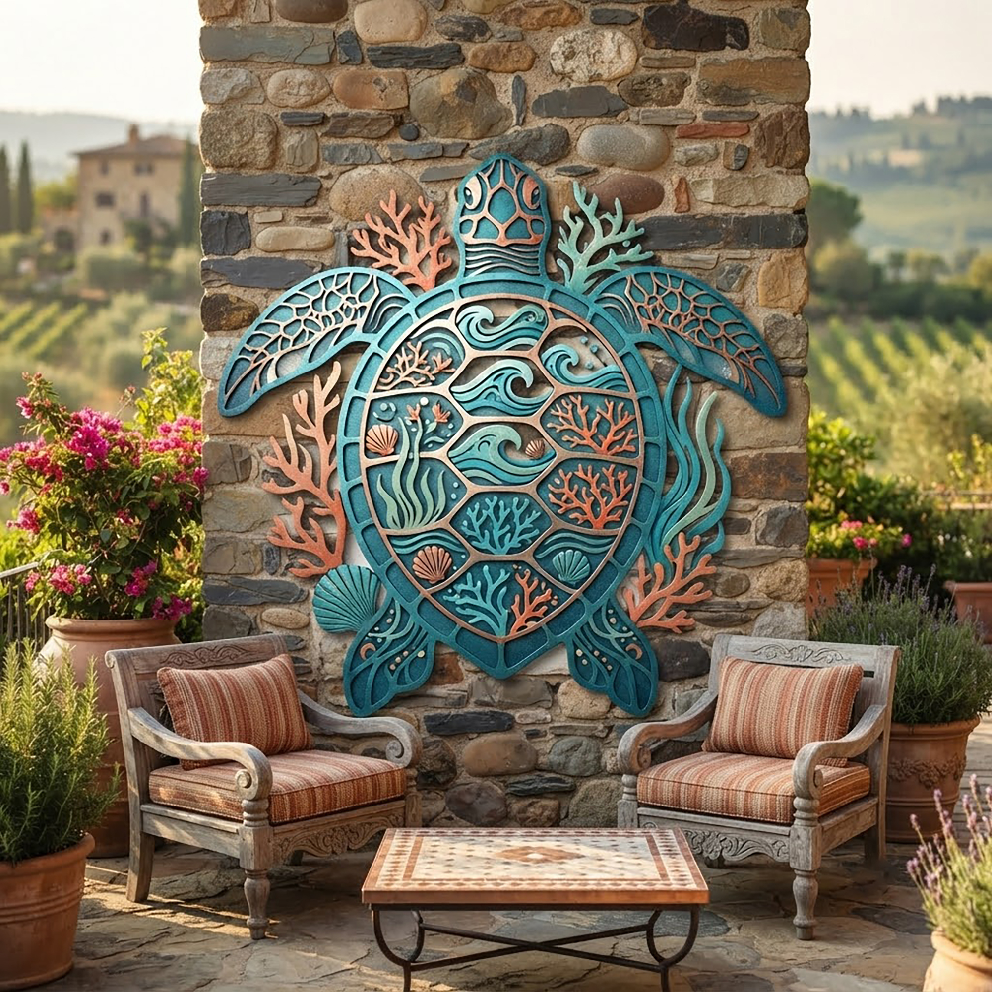 Sea Turtle Metal Wall Art - product view 2