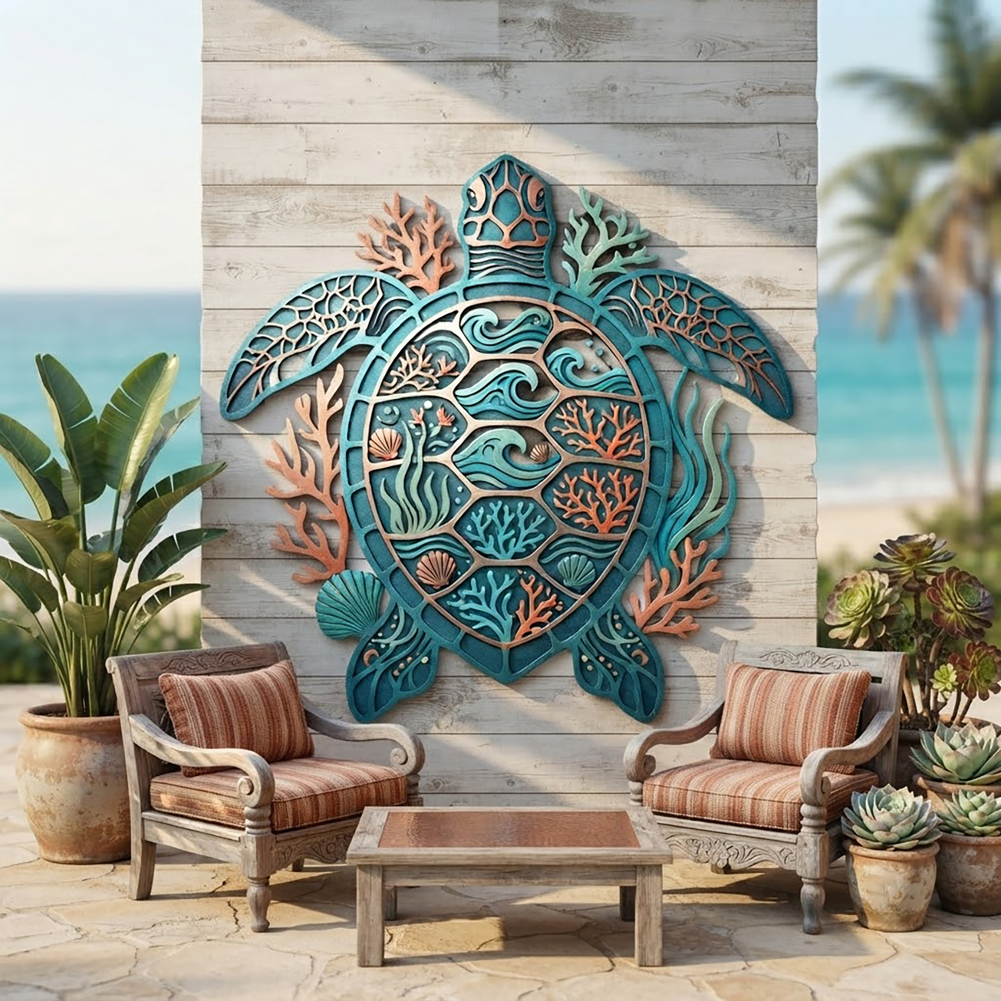Sea Turtle Metal Wall Art - product view 3