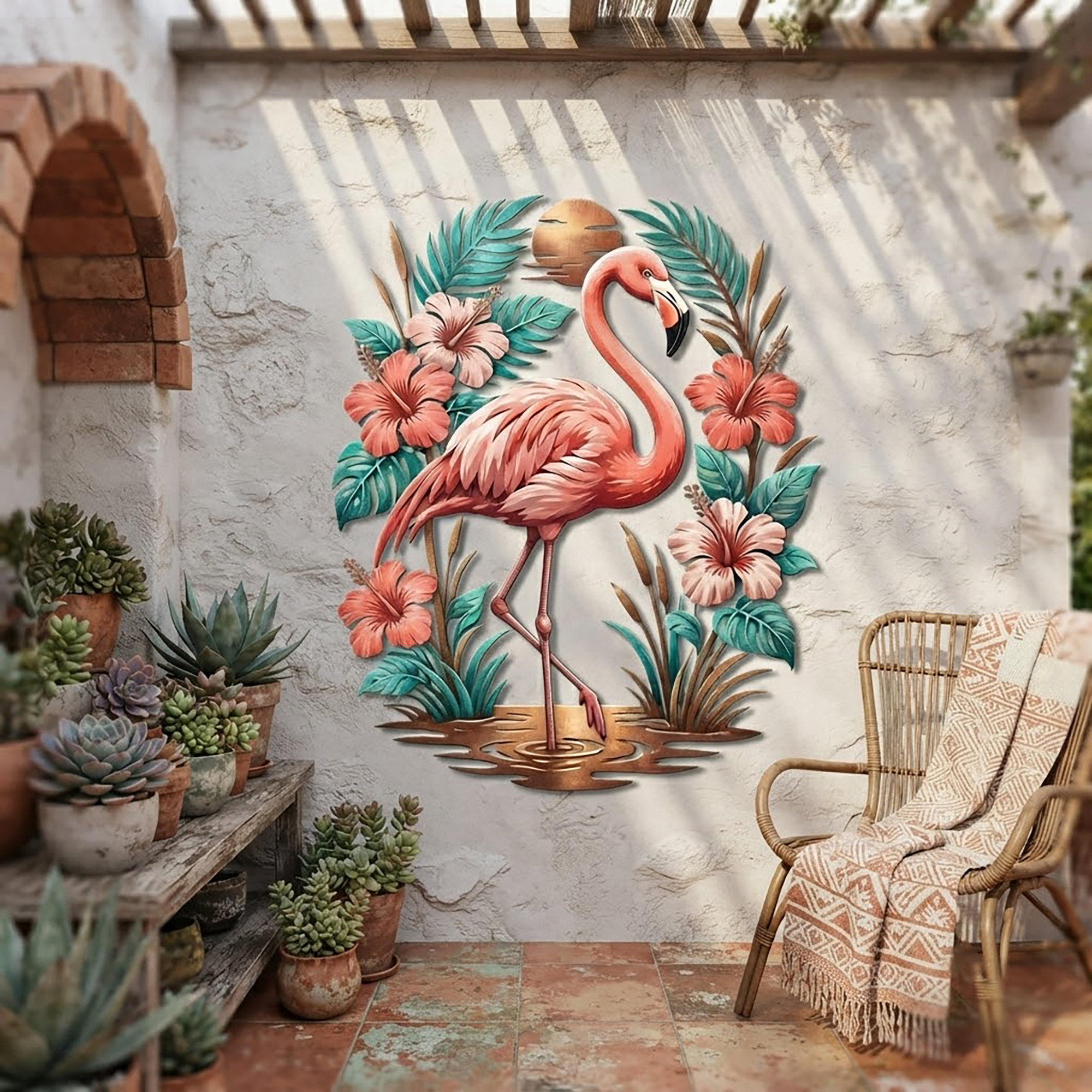 Flamingo Metal Wall Art