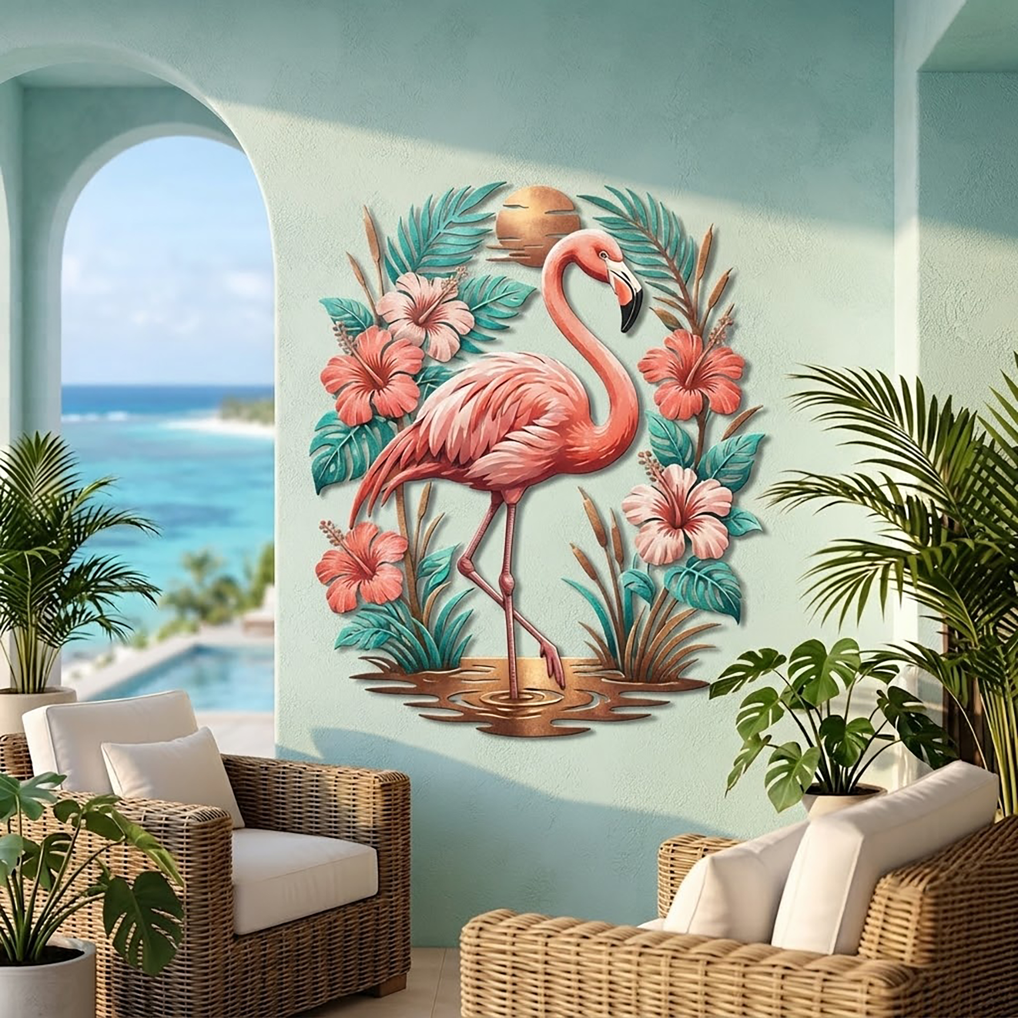 Flamingo Metal Wall Art - product view 2