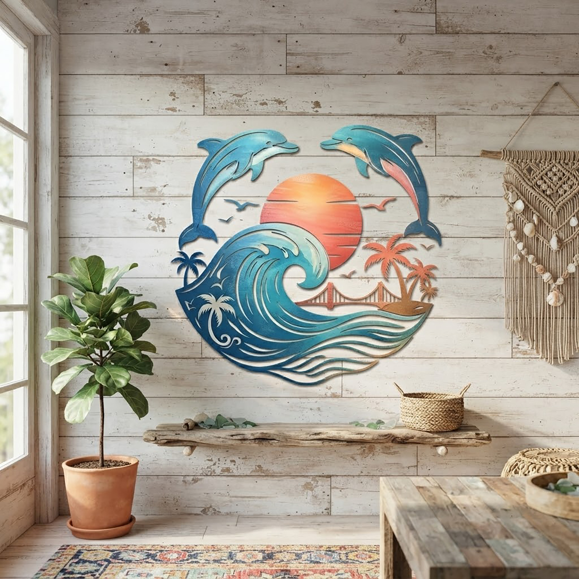 Dolphin Metal Wall Art - product view 2
