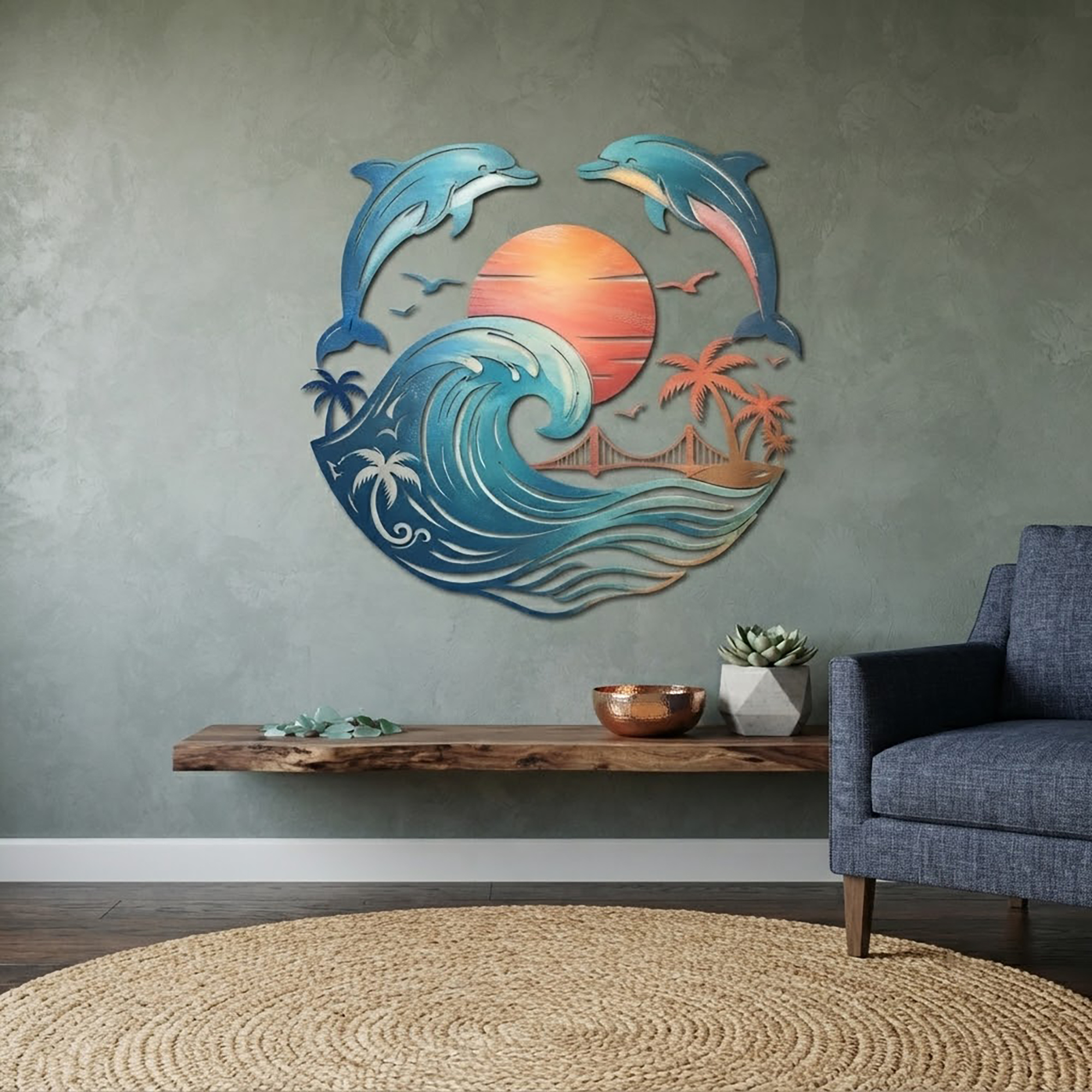 Dolphin Metal Wall Art - product view 3