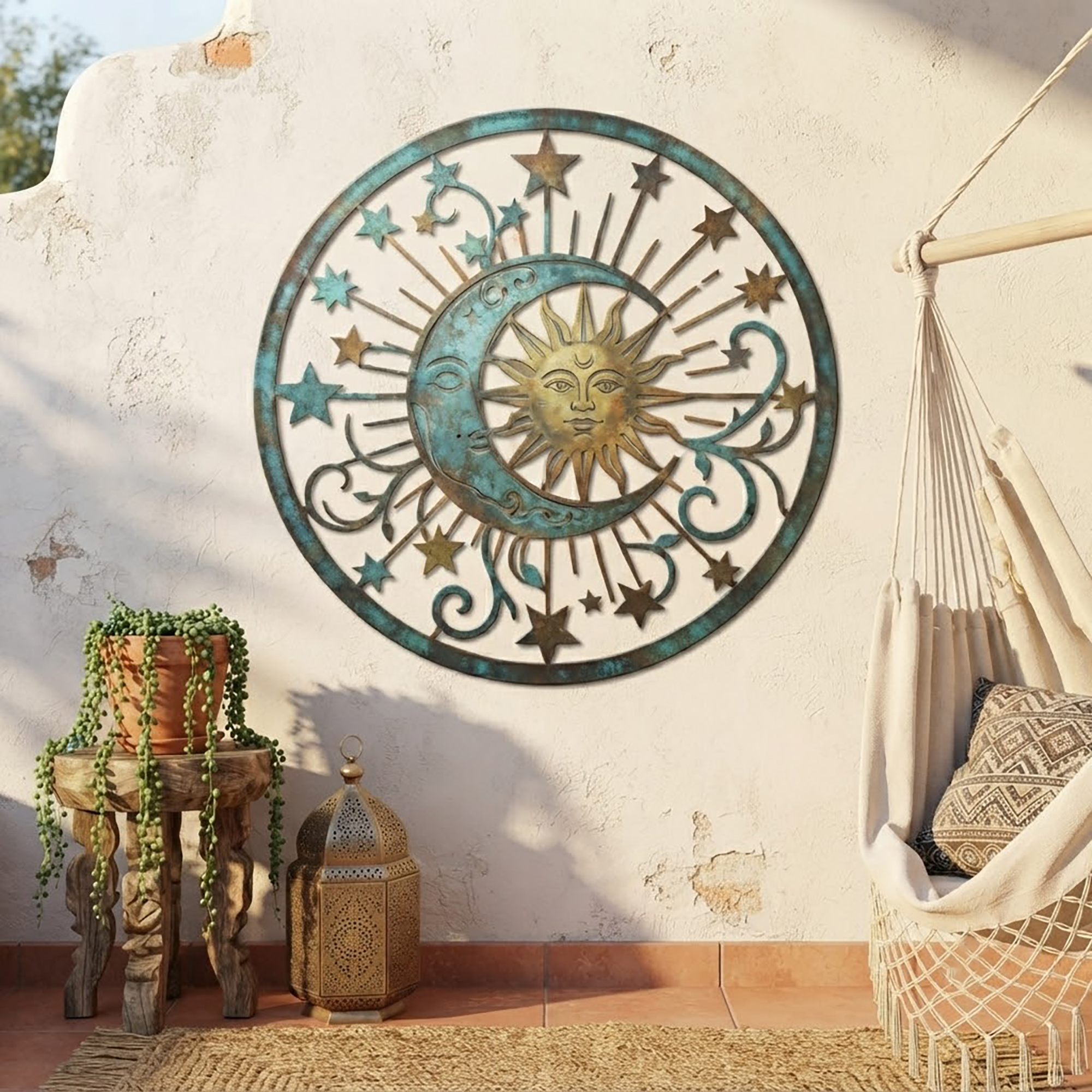 Celestial Sun and Moon Metal Wall Art - product view 2