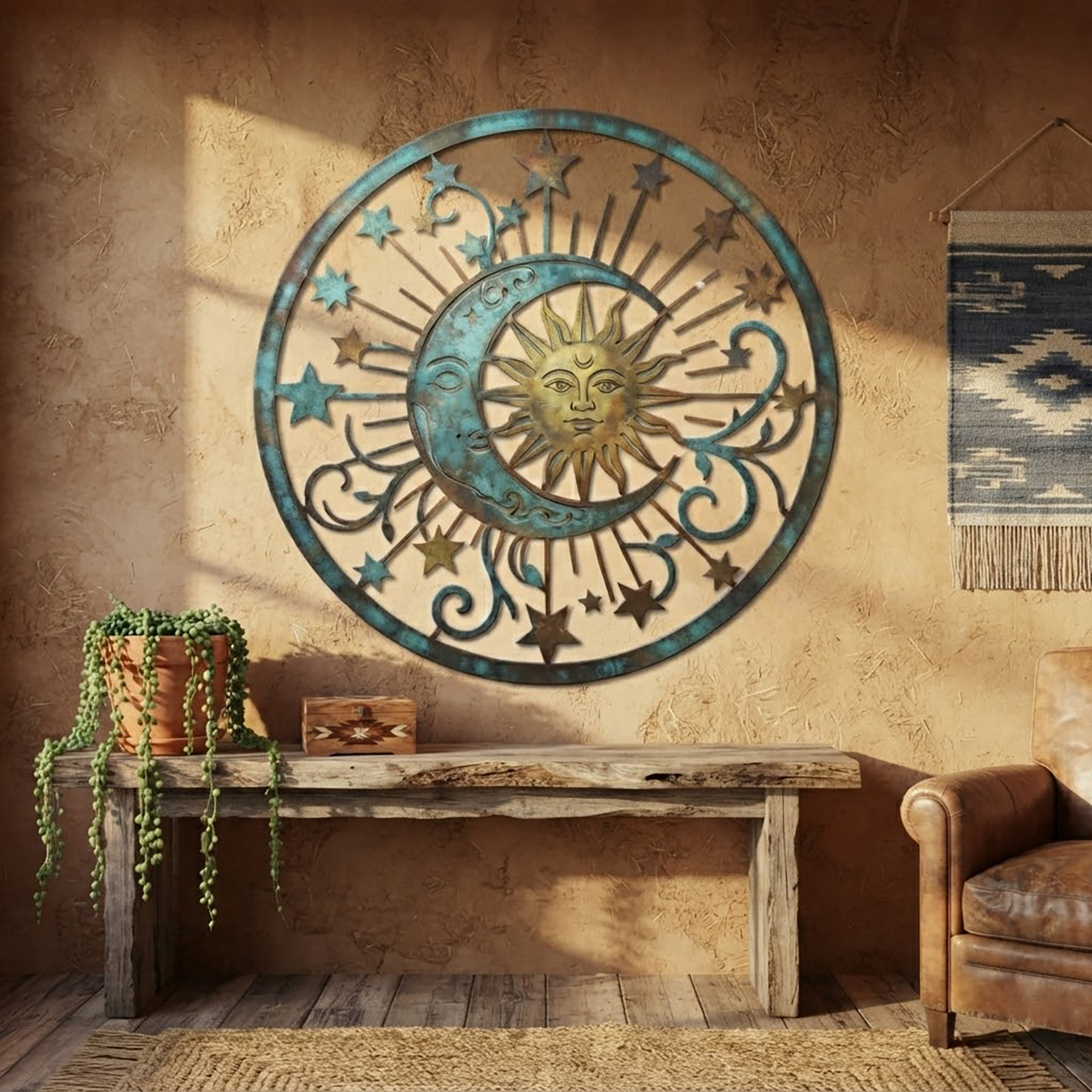 Celestial Sun and Moon Metal Wall Art - product view 3
