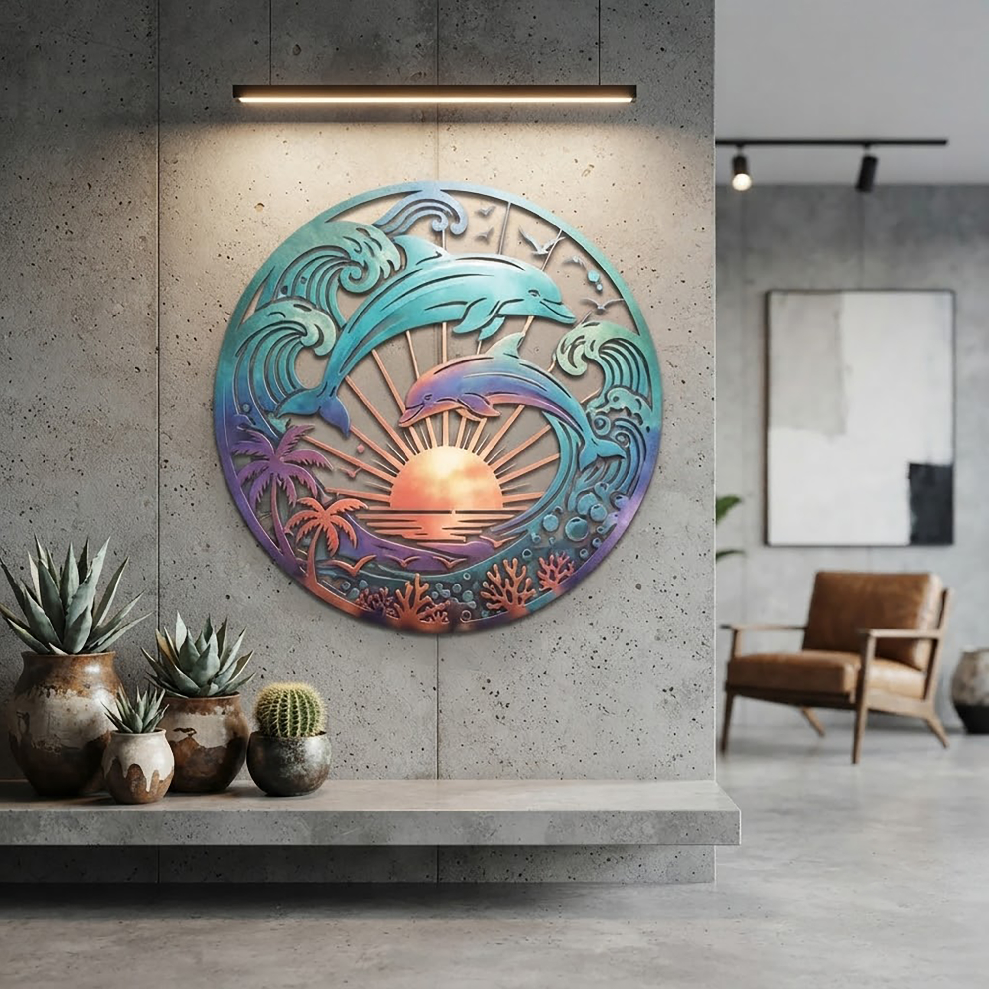 Dolphin Metal Wall Art - product view 2