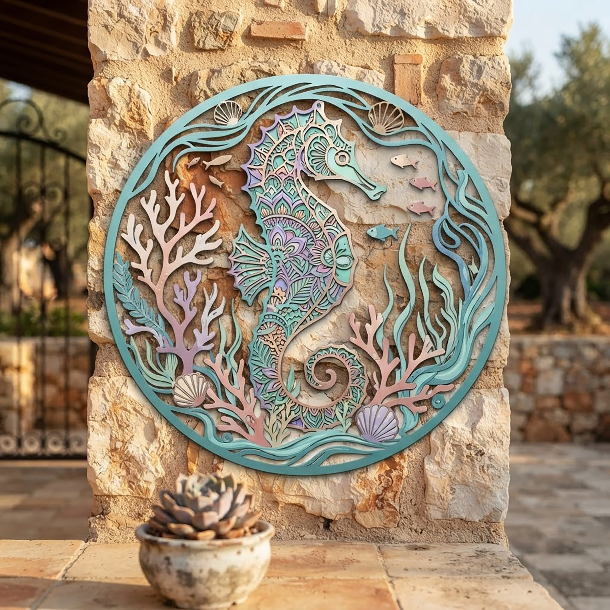 Seahorse Metal Wall Art - product view 2