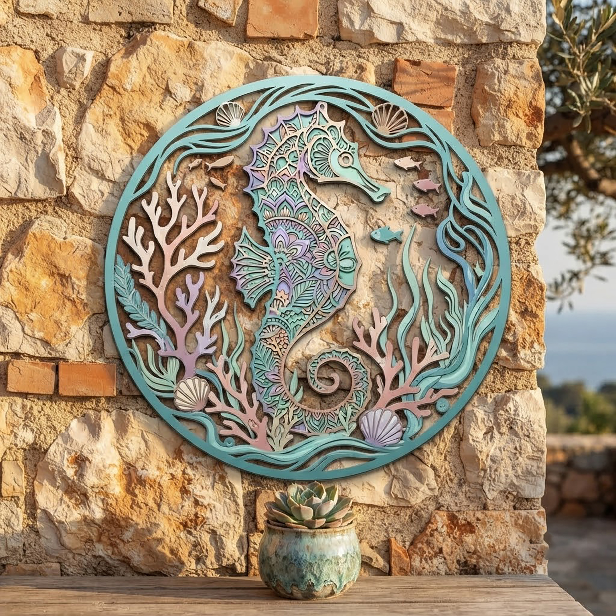 Seahorse Metal Wall Art - product view 3