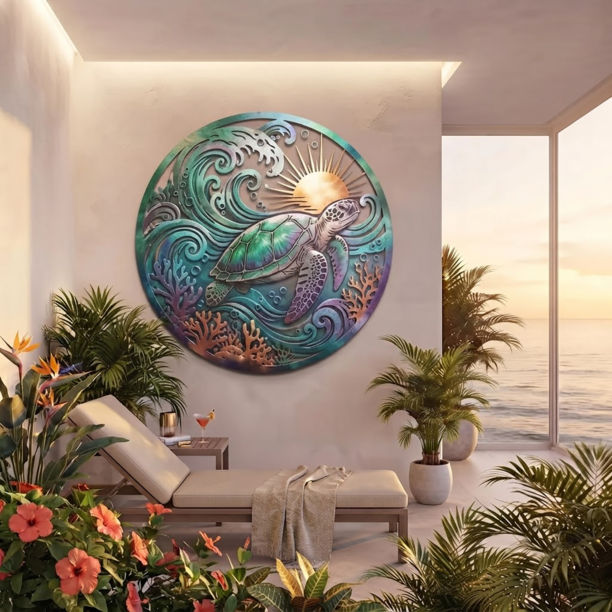 Sea Turtle Metal Wall Art - product view 2