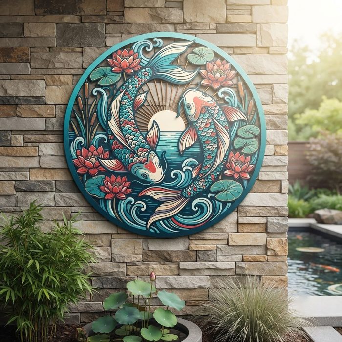 Koi Fish Metal Wall Art