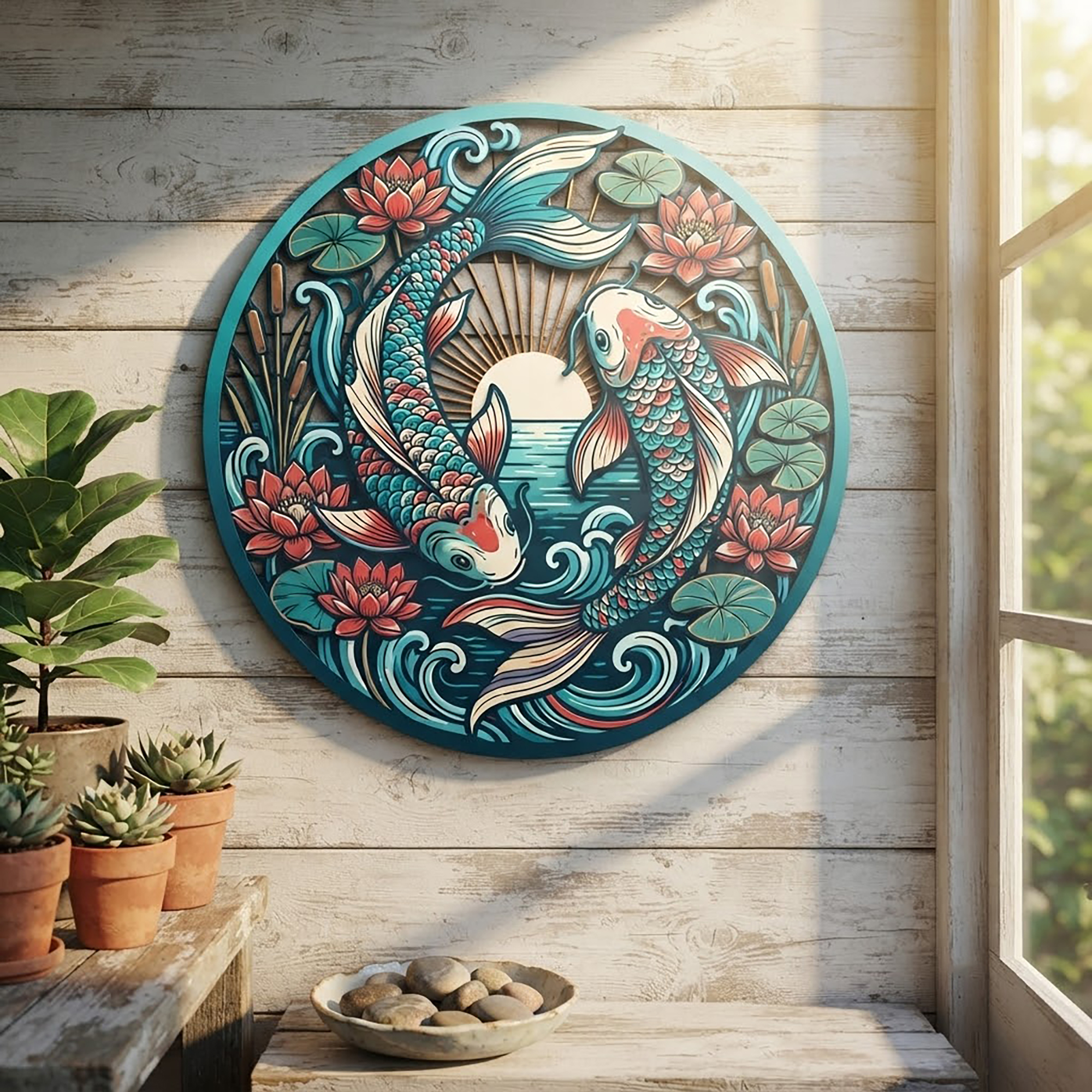 Koi Fish Metal Wall Art - product view 2