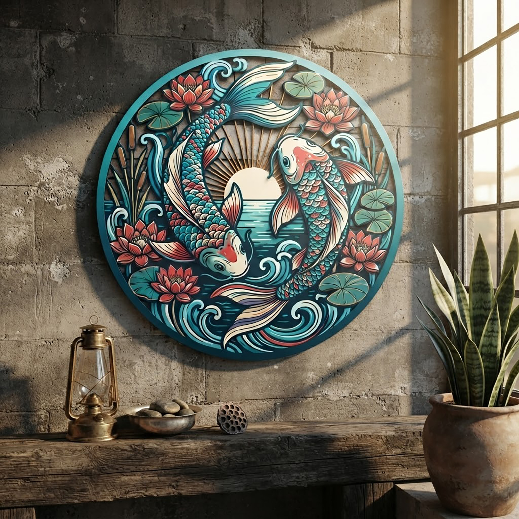 Koi Fish Metal Wall Art - product view 3