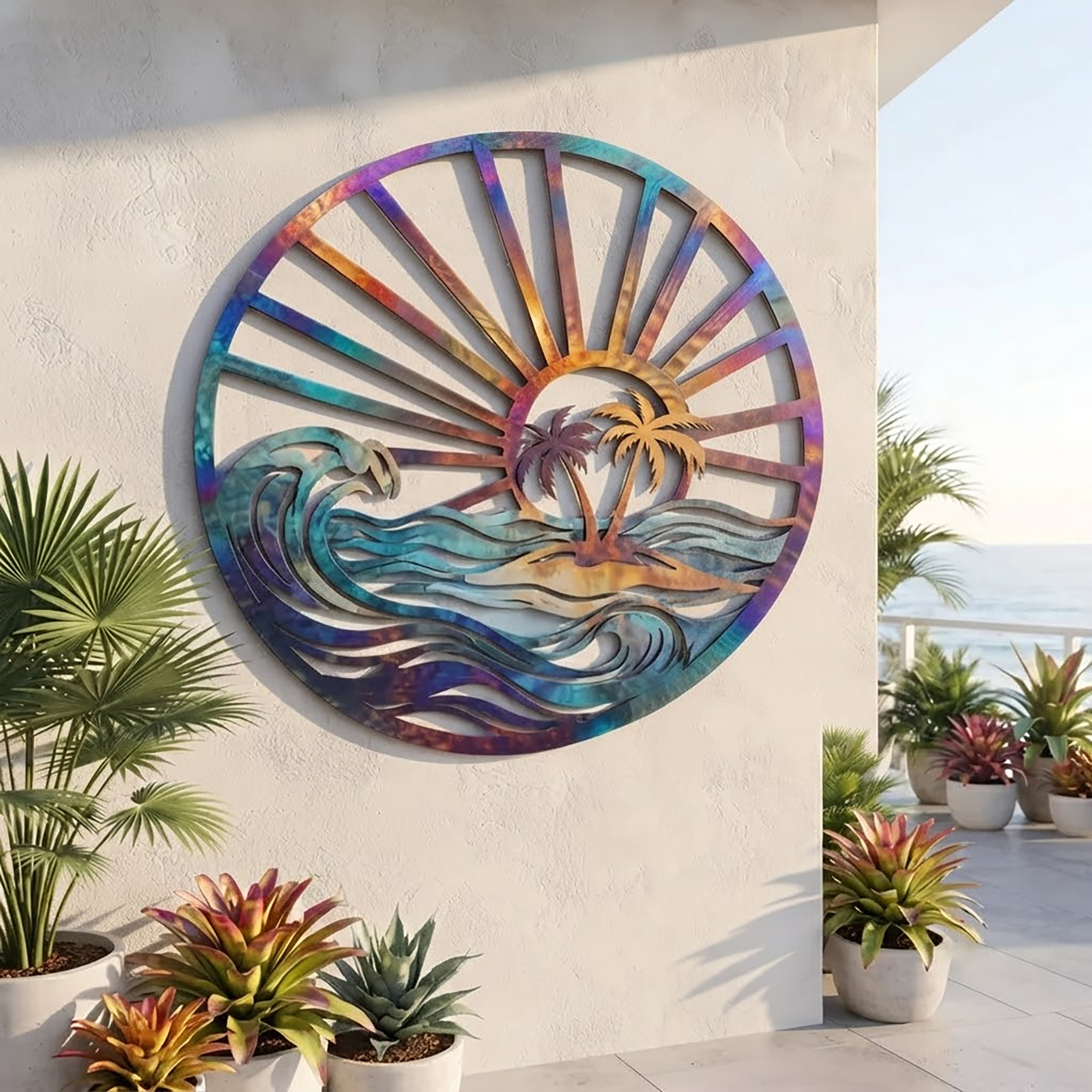 Tropical Sunset Metal Wall Art
