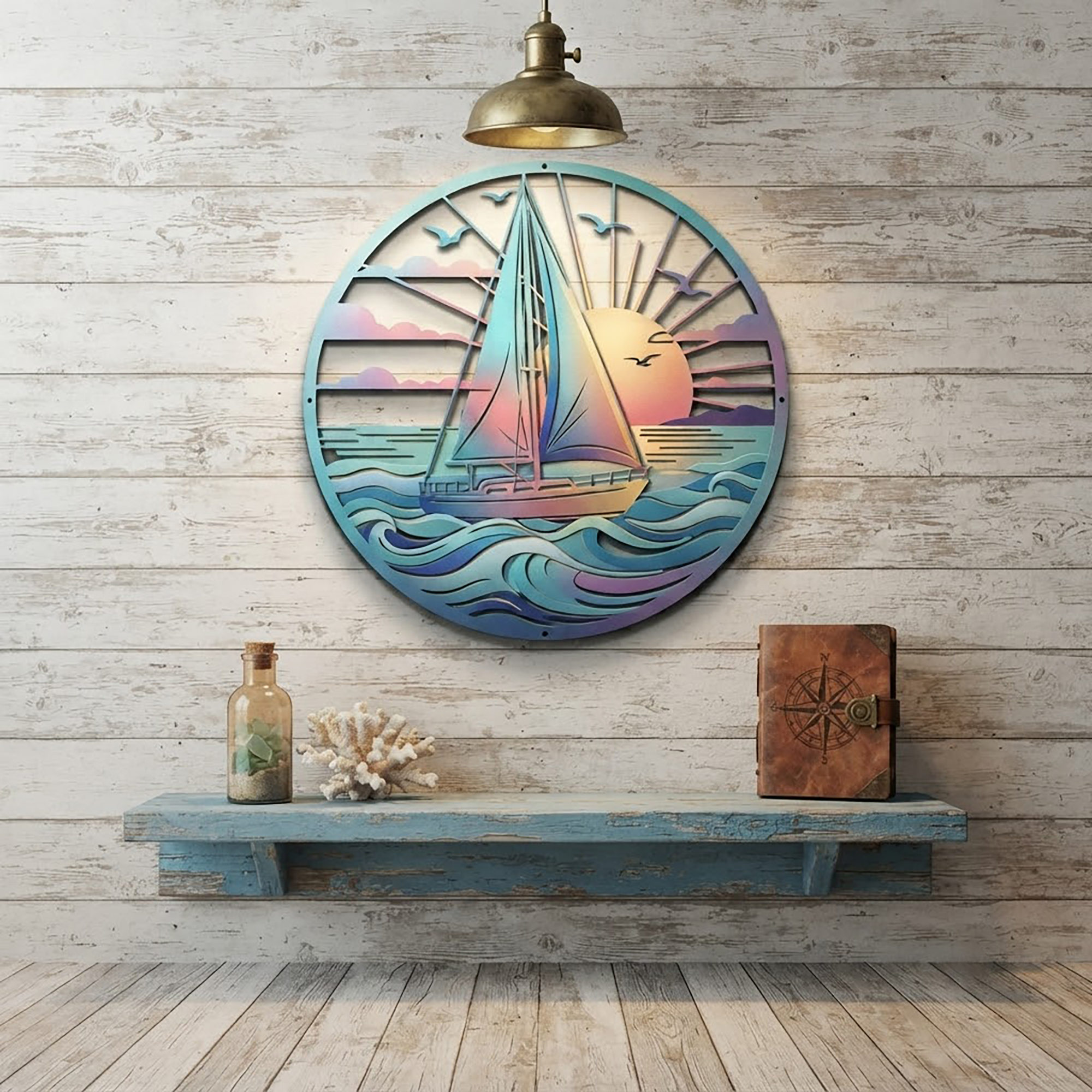Sailboat Metal Wall Art - product view 3