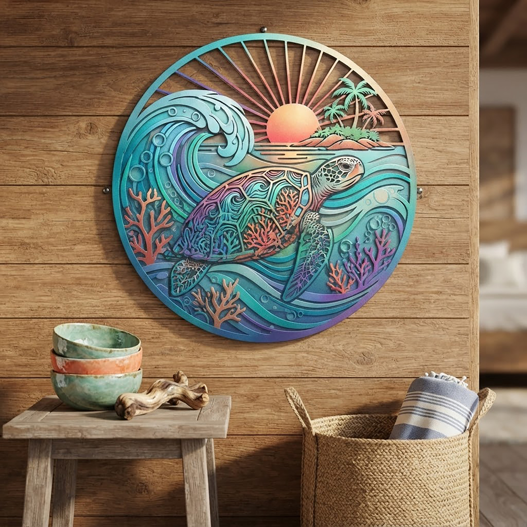 Sea Turtle Metal Wall Art - product view 2