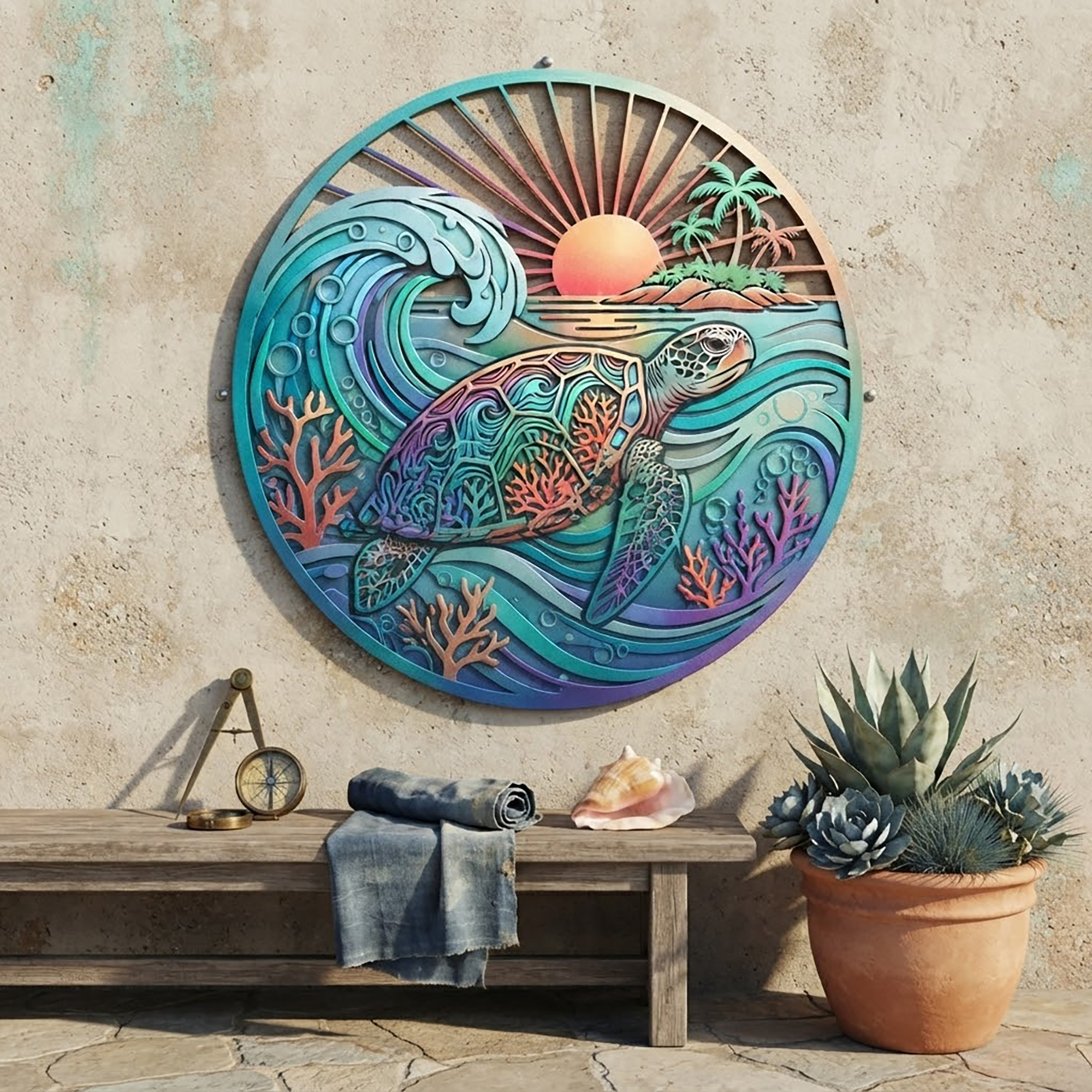 Sea Turtle Metal Wall Art - product view 3