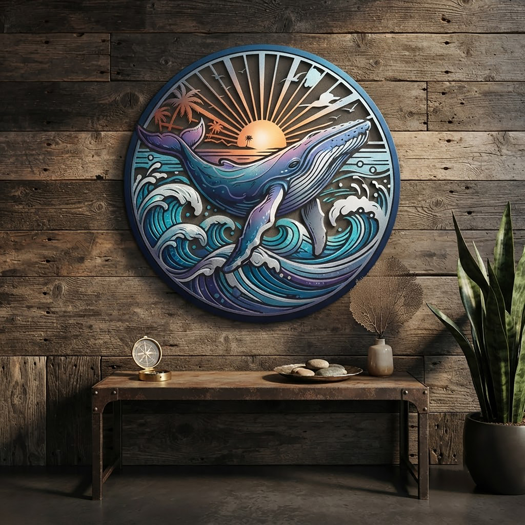 Humpback Whale Metal Wall Art - product view 2