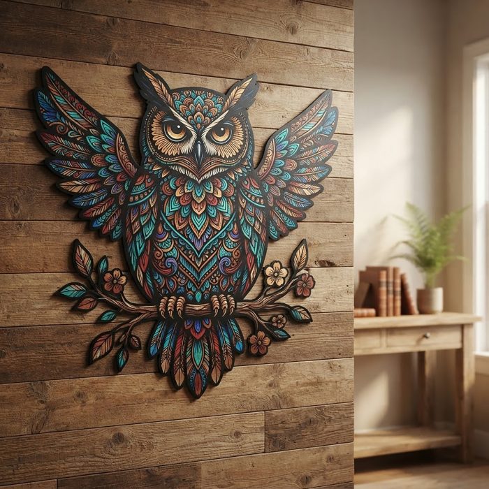 Colorful Owl Metal Wall Art