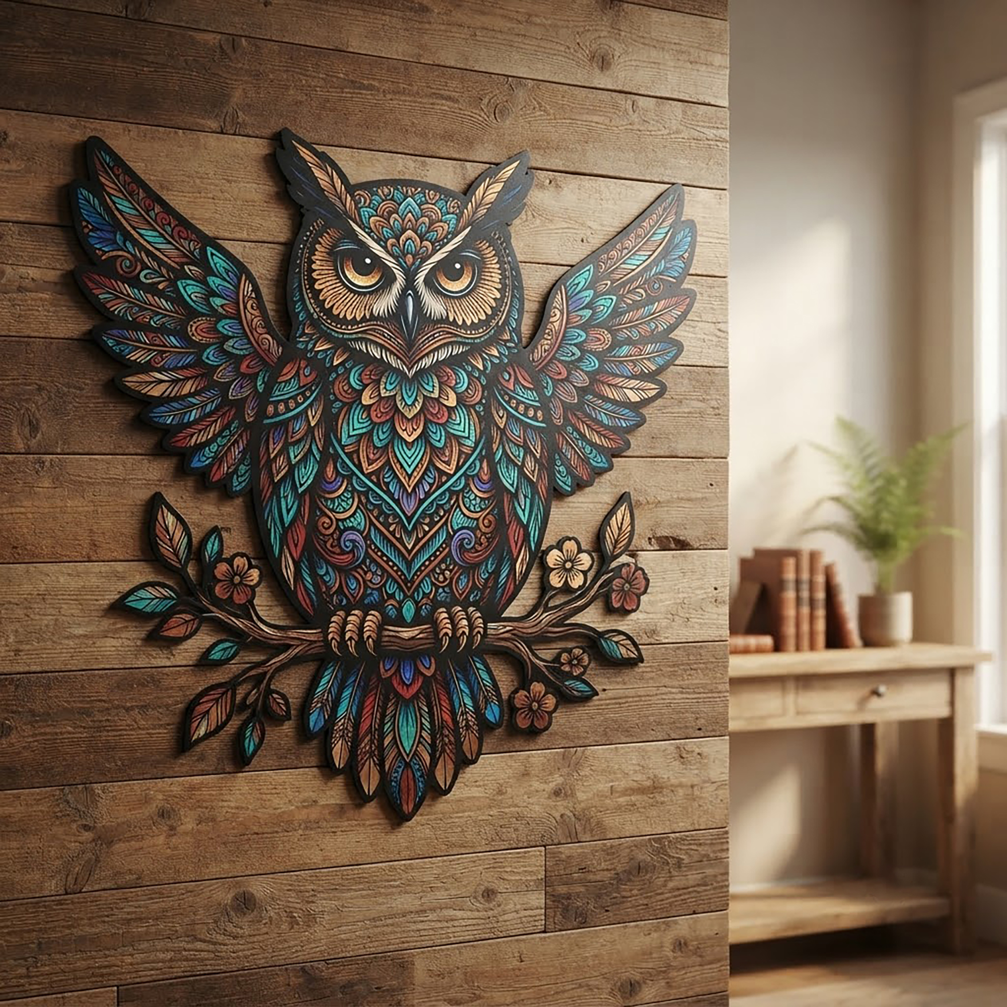 Colorful Owl Metal Wall Art