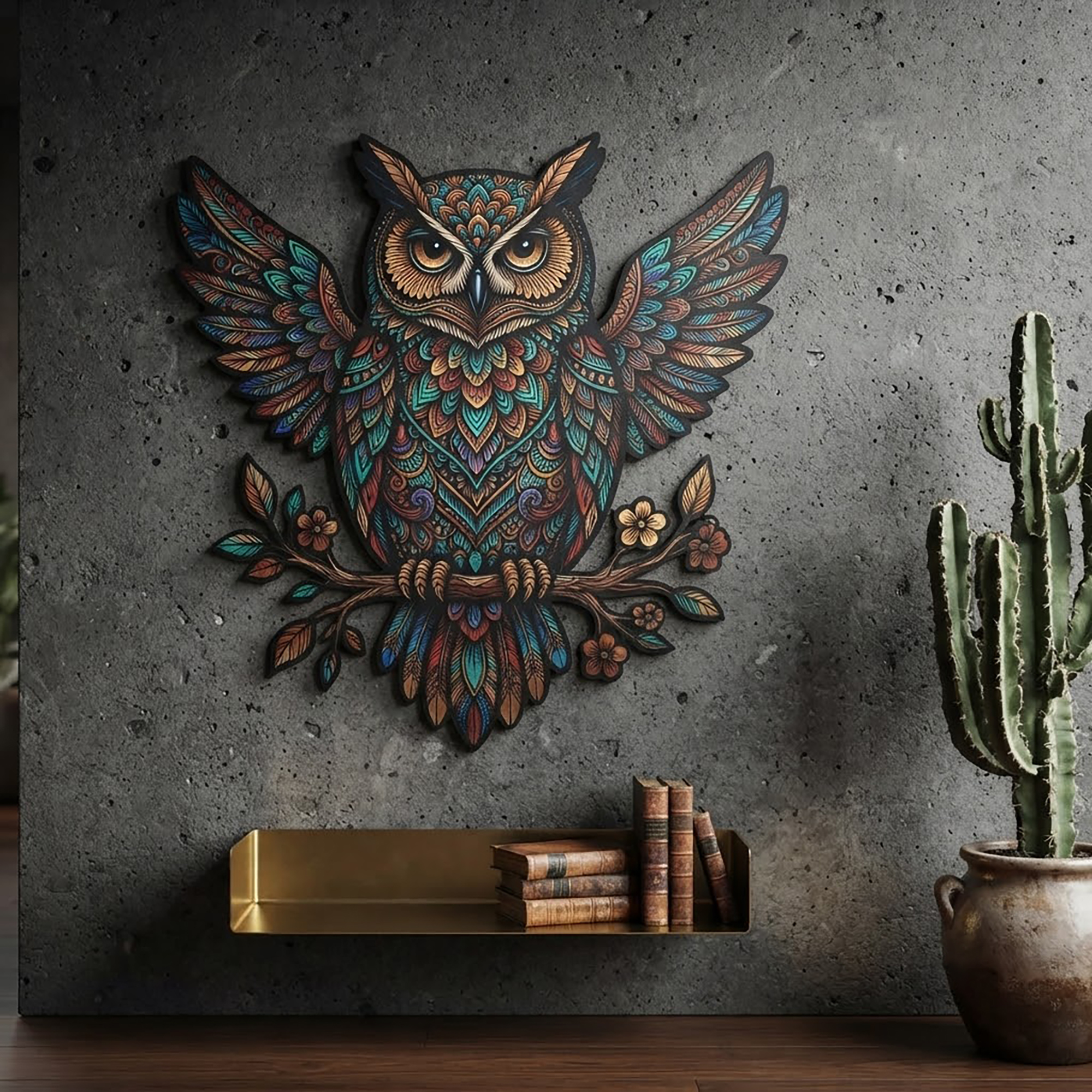 Colorful Owl Metal Wall Art - product view 2