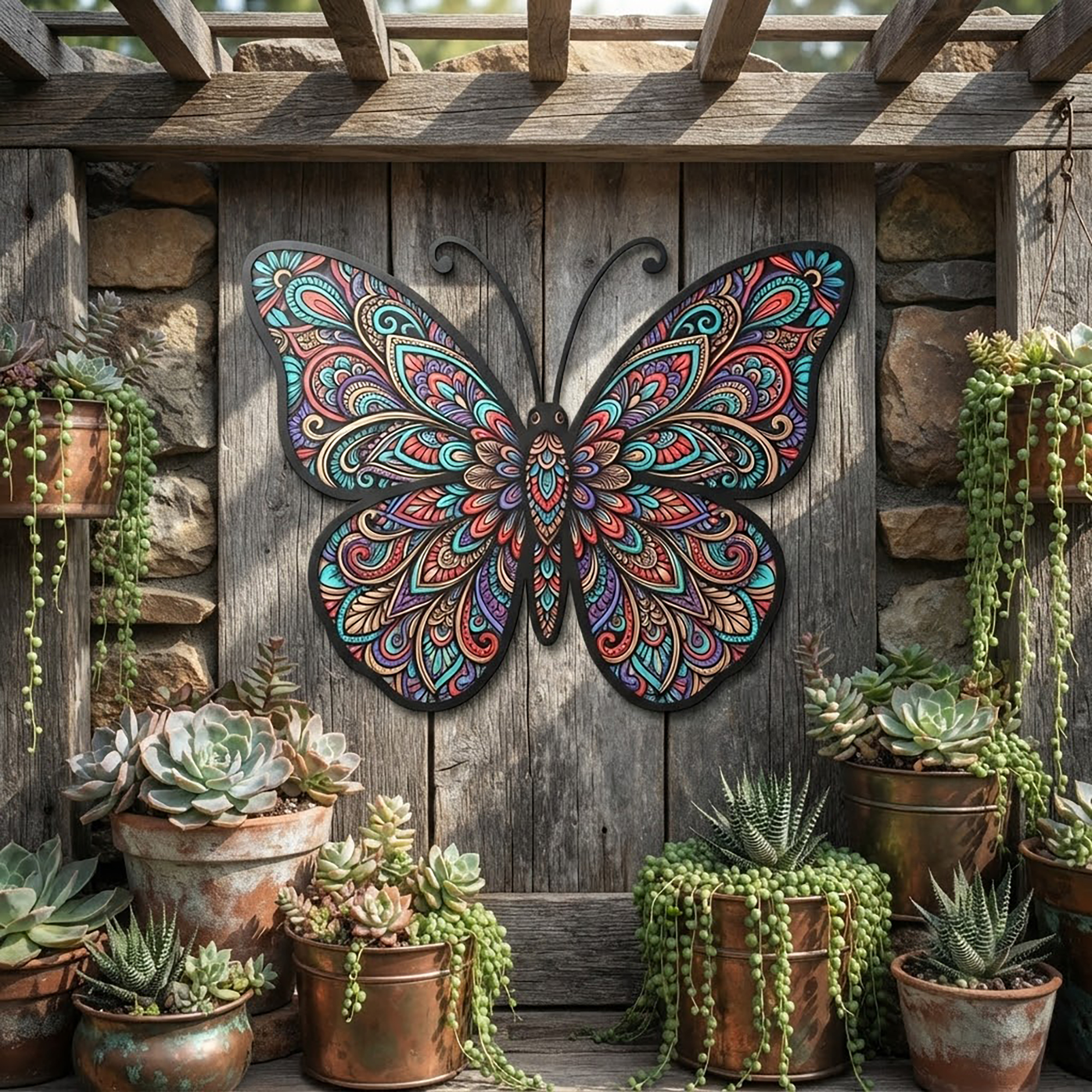 Colorful Butterfly Metal Wall Art - product view 2