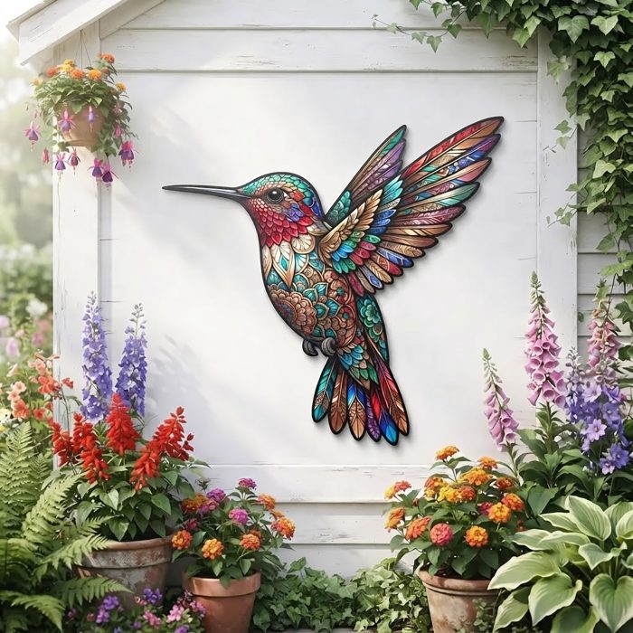 Colorful Hummingbird Metal Wall Art