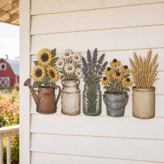 Farmhouse Flower Metal Wall Art Set