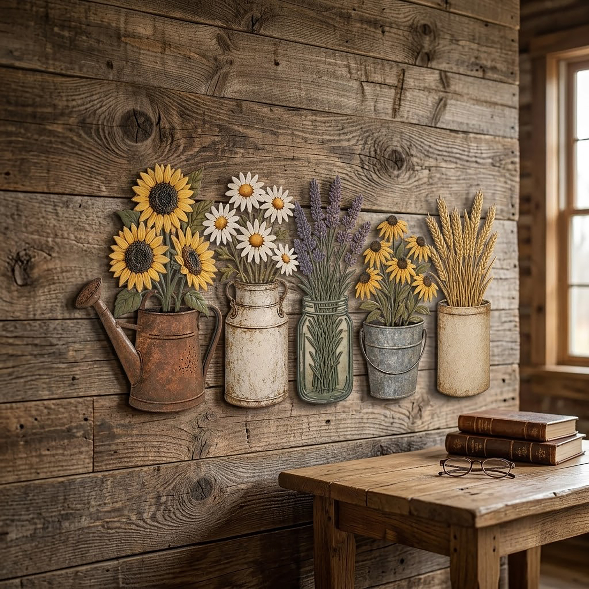 Farmhouse Flower Metal Wall Art Set - product view 3