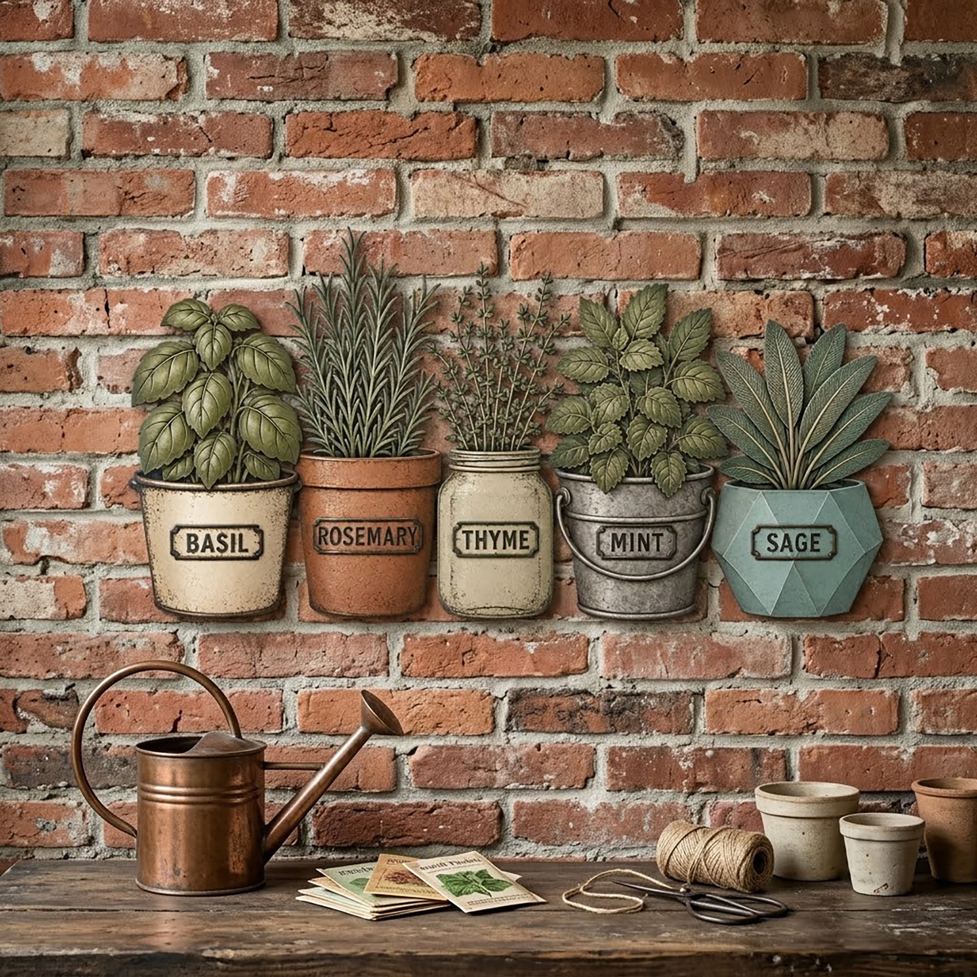 Herb Garden Metal Wall Art Set - product view 2