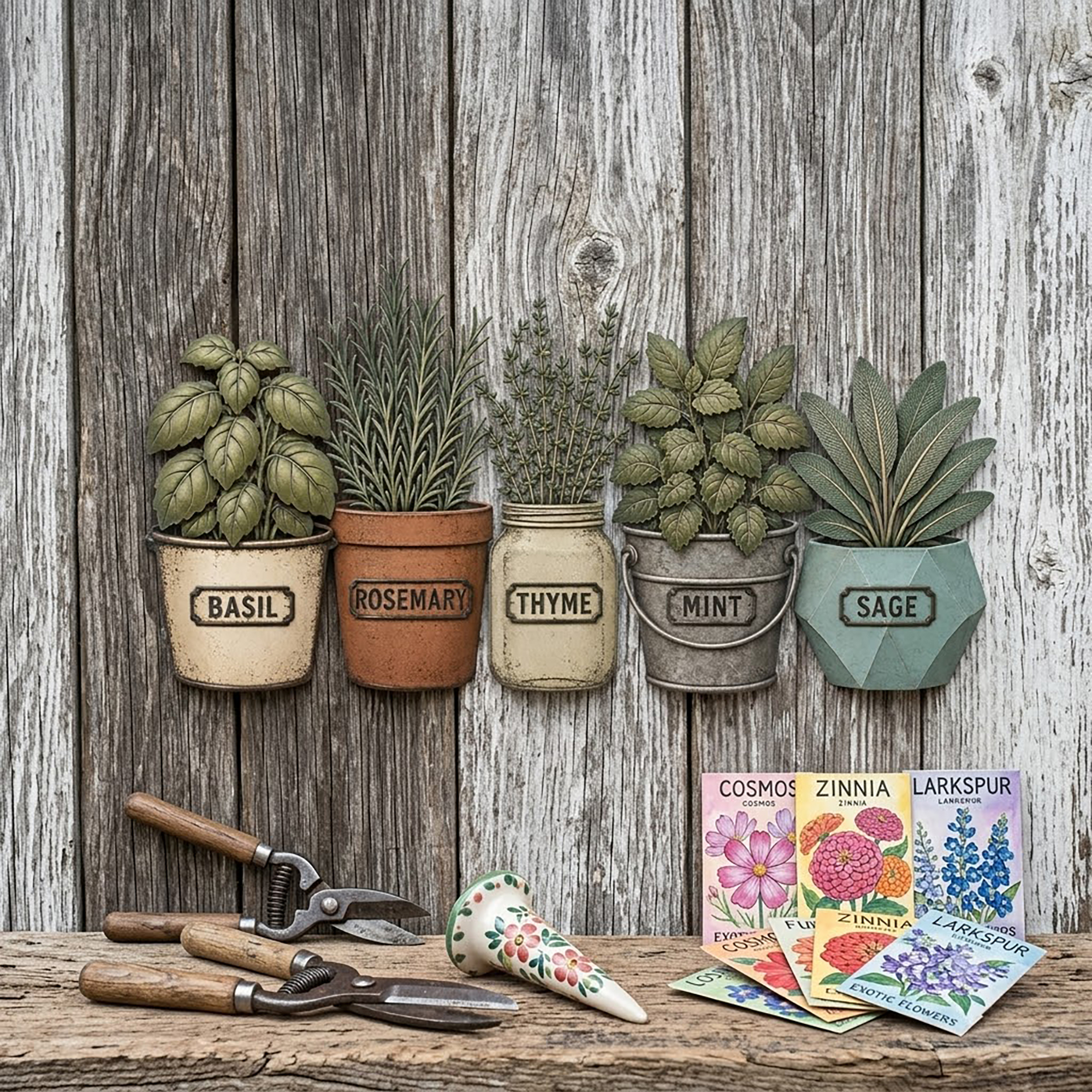 Herb Garden Metal Wall Art Set - product view 3