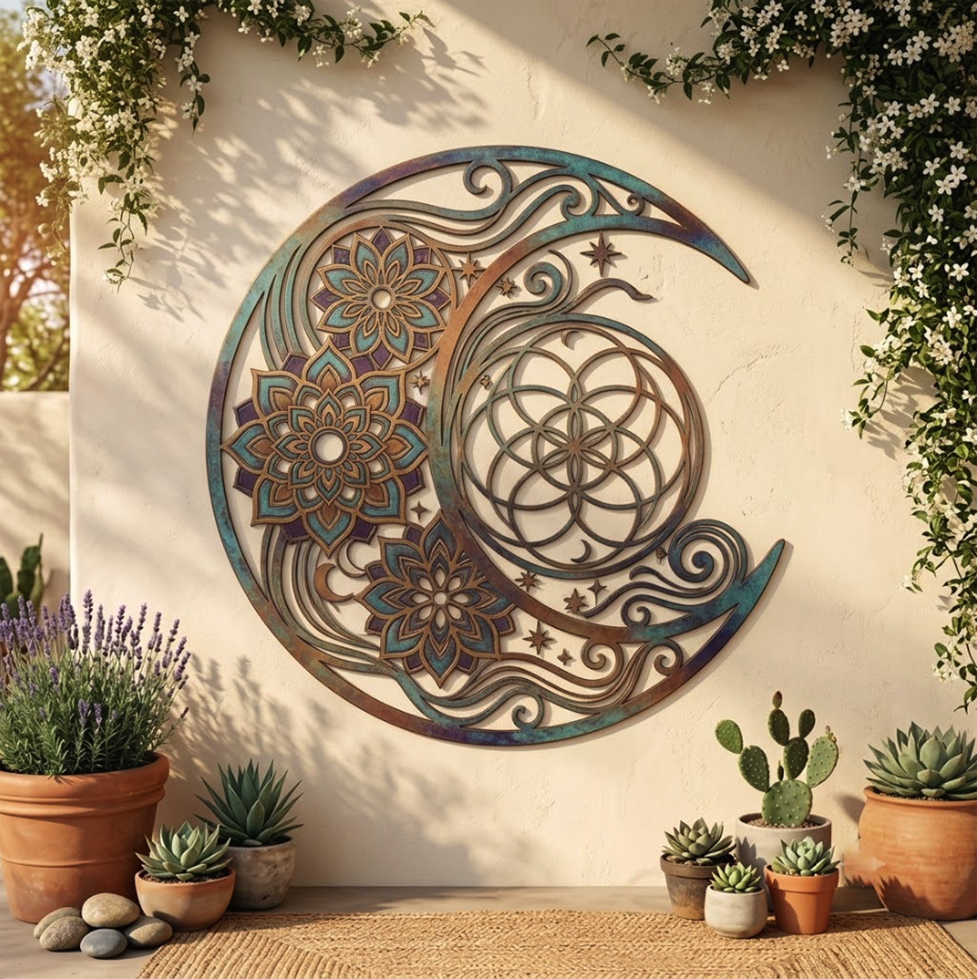 Boho Crescent Moon Metal Wall Art - product view 2